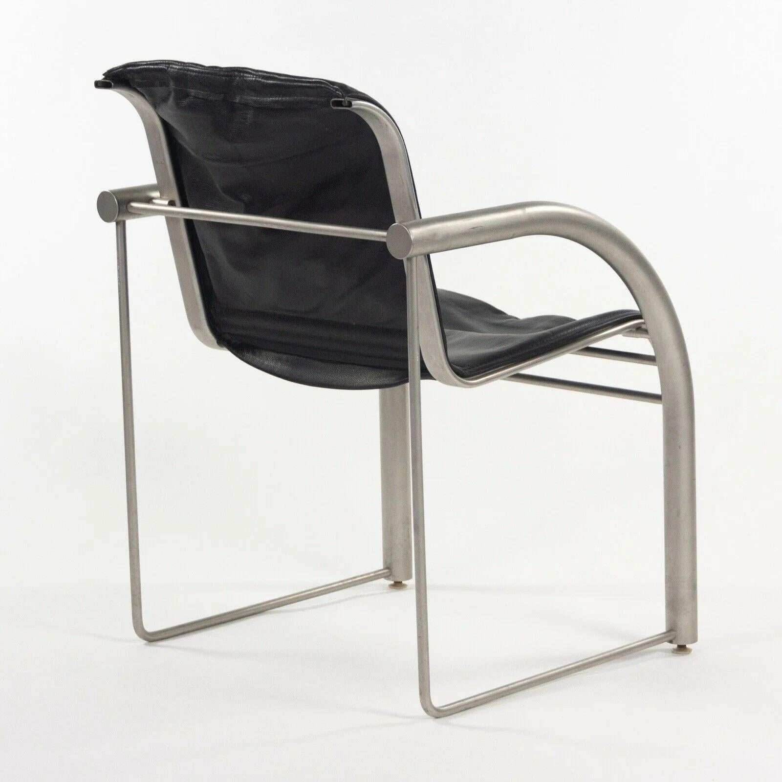 Prototype Richard Schultz 2002 Collection Stainless & Leather Dining Chair In Good Condition For Sale In Philadelphia, PA
