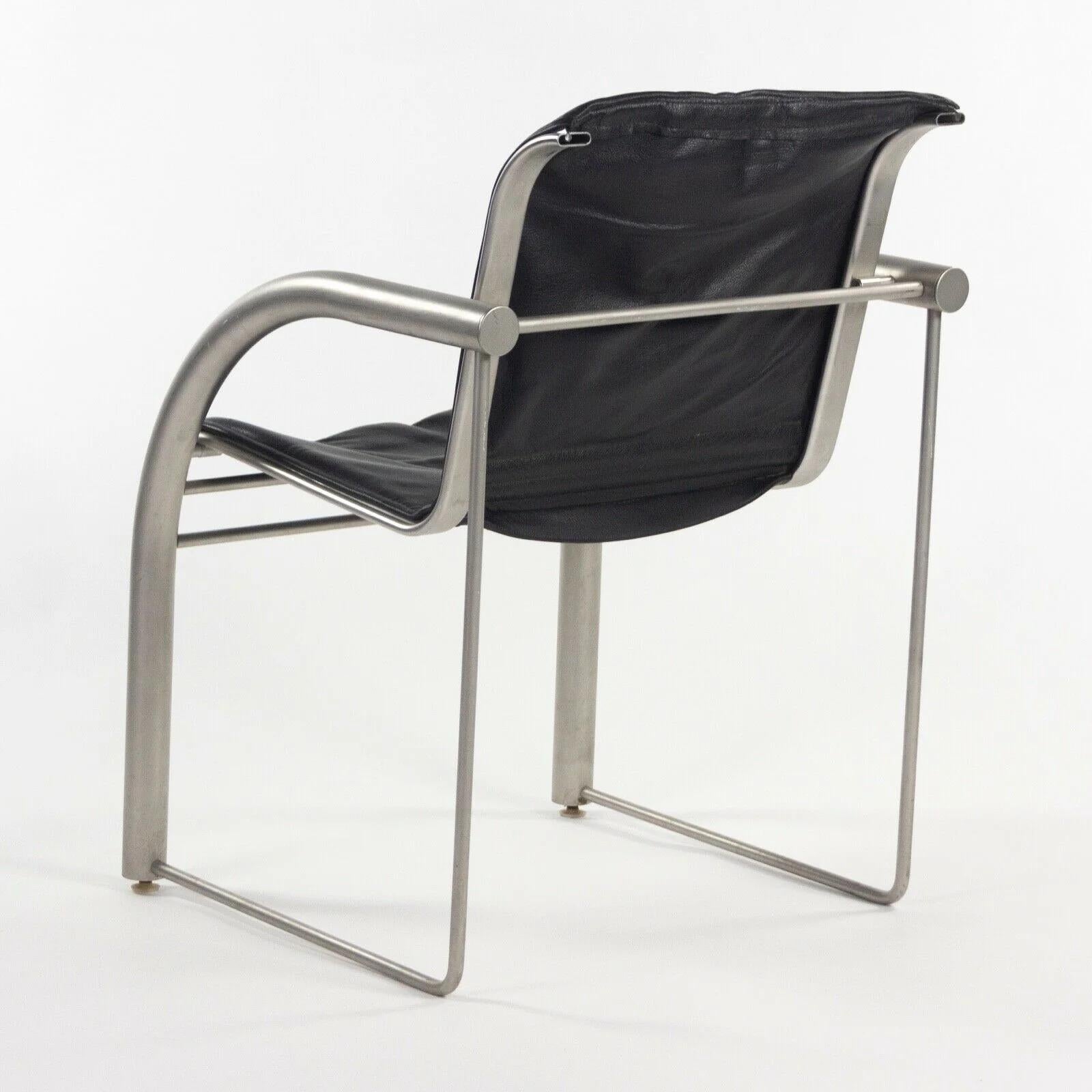 Prototype Richard Schultz 2002 Collection Stainless & Leather Dining Chair For Sale 1