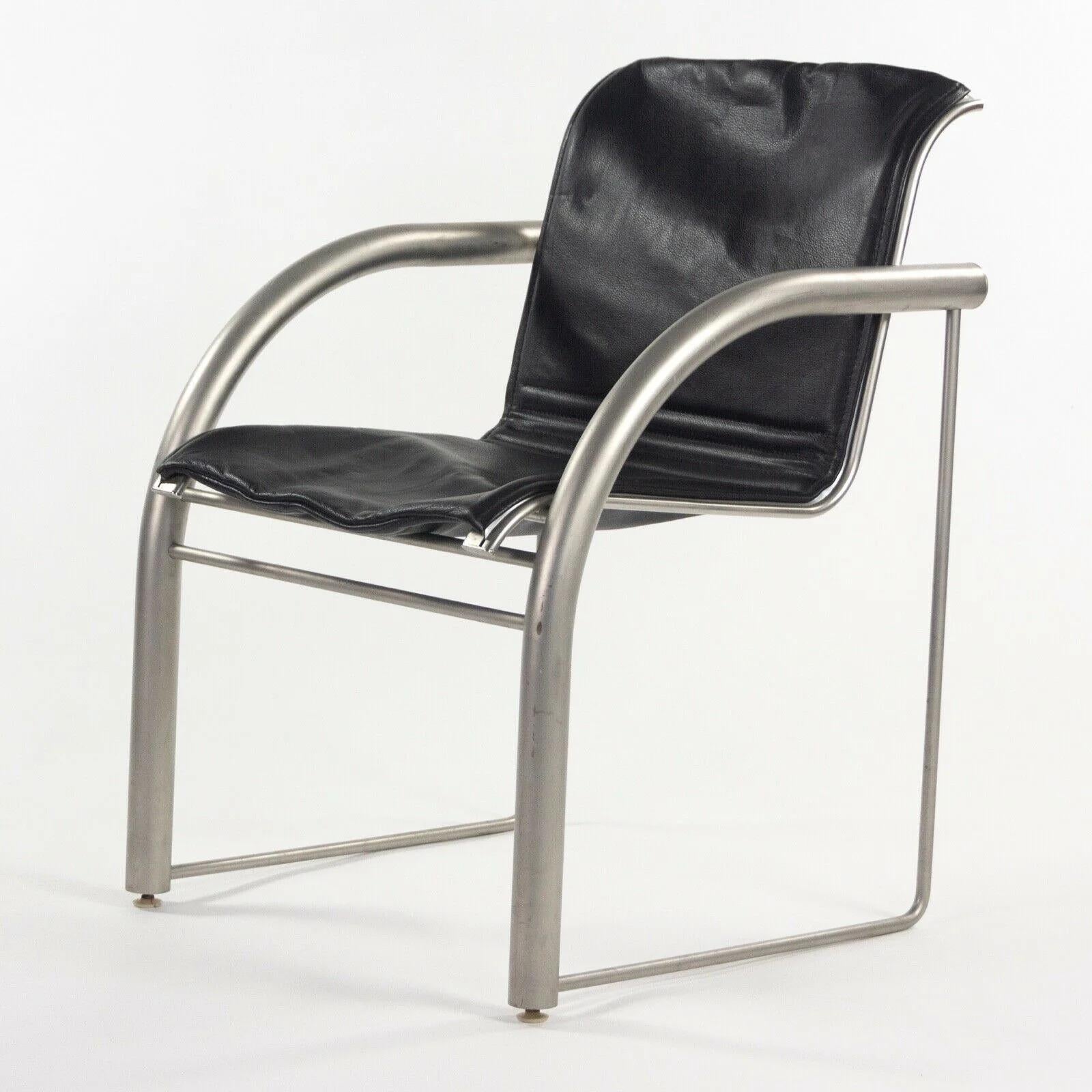 Prototype Richard Schultz 2002 Collection Stainless & Leather Dining Chair For Sale 3