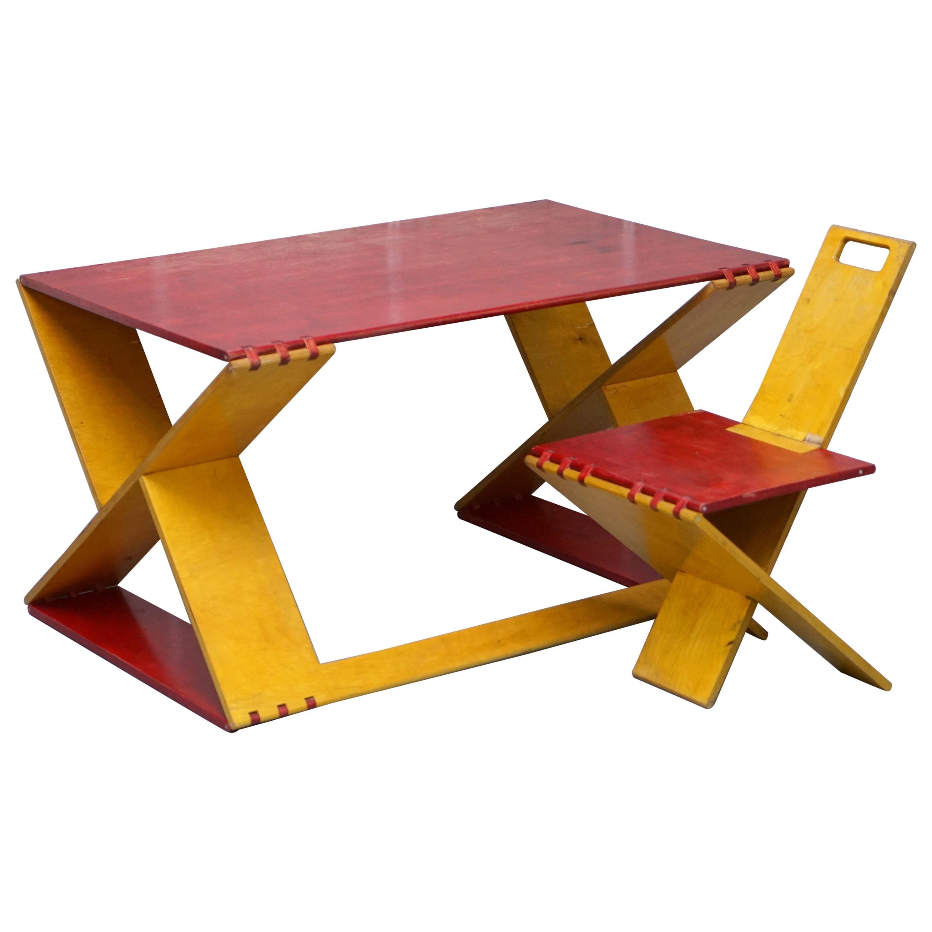 Prototype Viscount David Linley Folding Desk and Chair in Satin Birch Art Modern