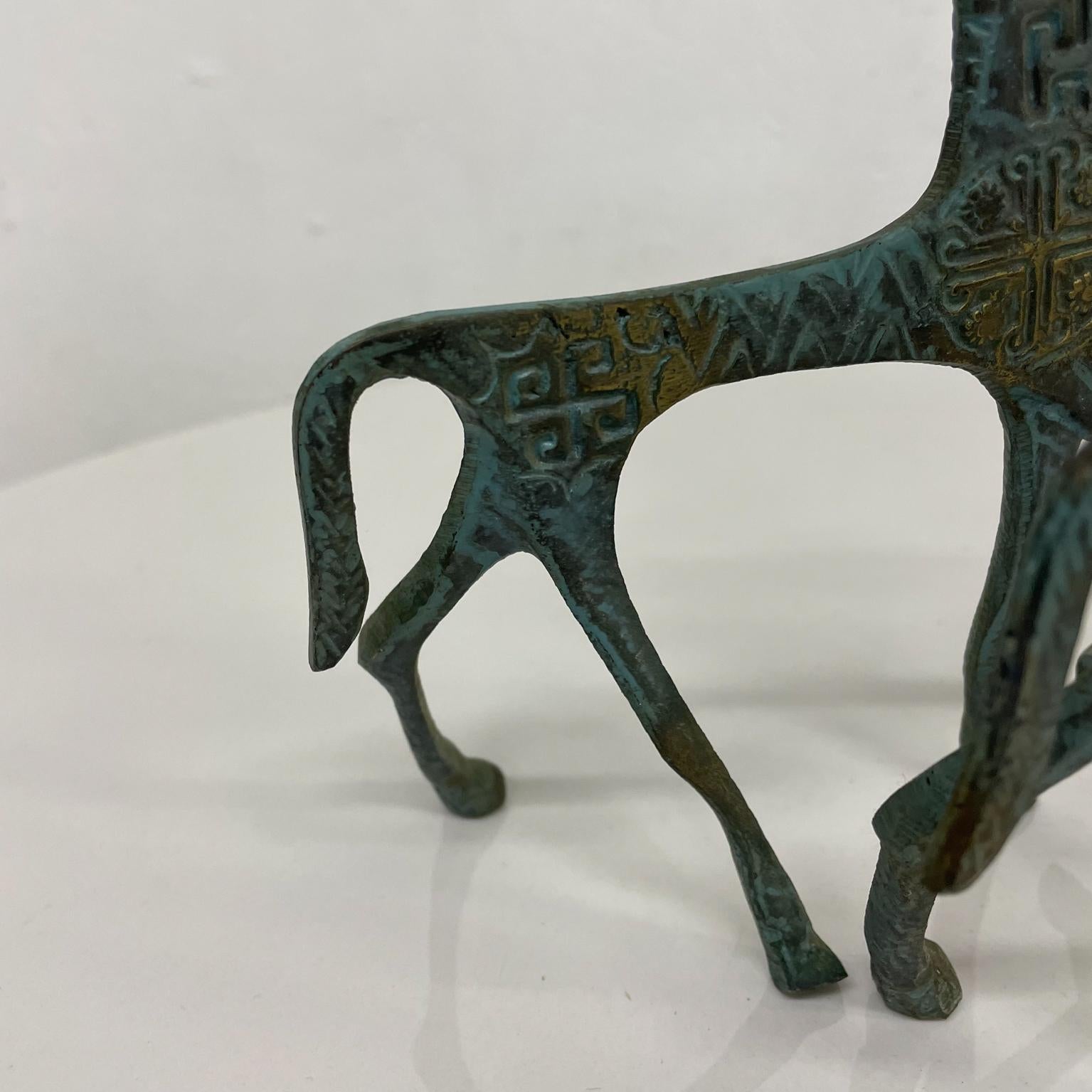 Etruscan Horse Sculptures Sleek Style of Hagenauer 1960s Patinated Bronze Pair 5