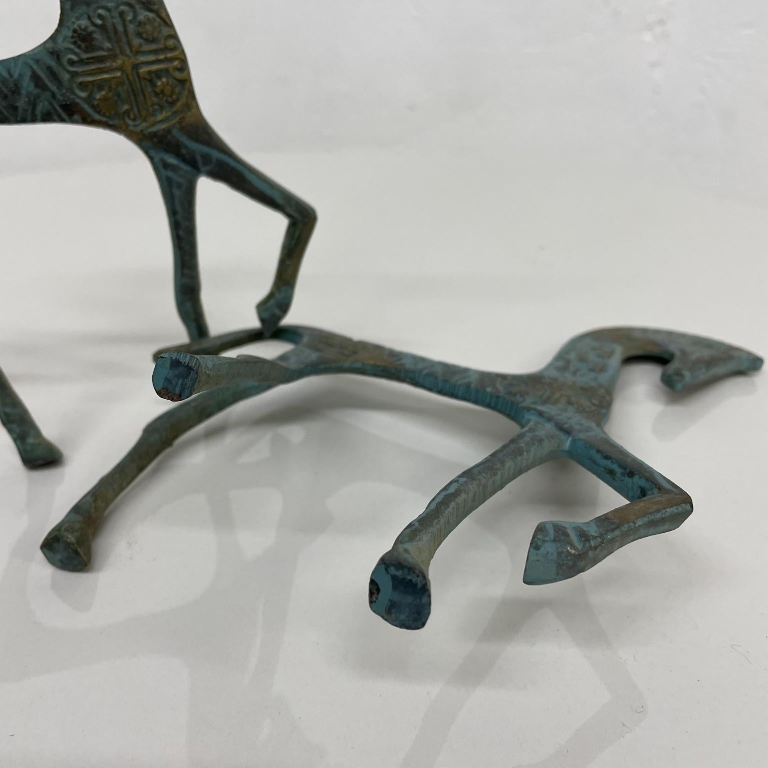 Etruscan Horse Sculptures Sleek Style of Hagenauer 1960s Patinated Bronze Pair 6