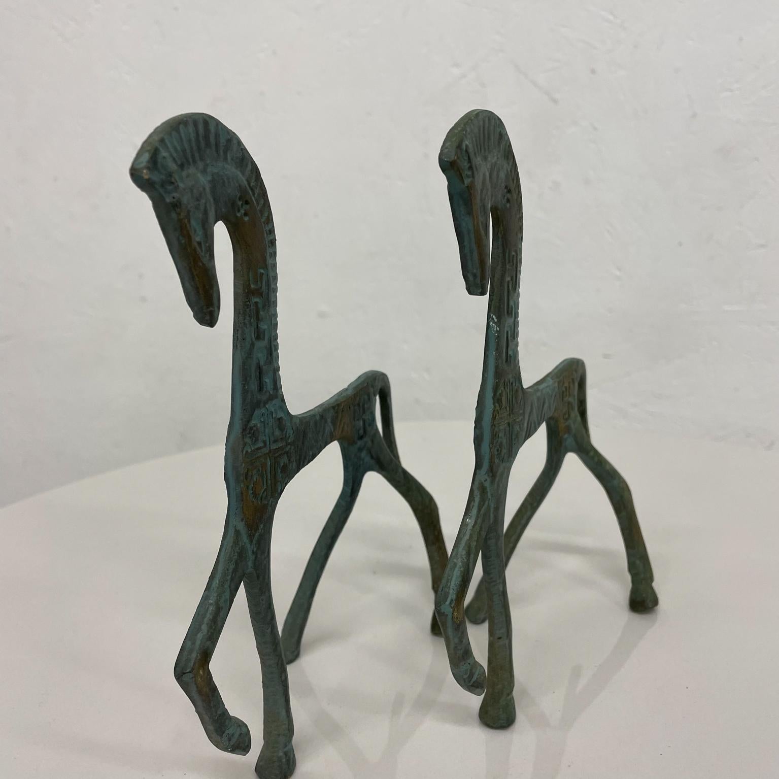 Etruscan Horse Sculptures Sleek Style of Hagenauer 1960s Patinated Bronze Pair 2