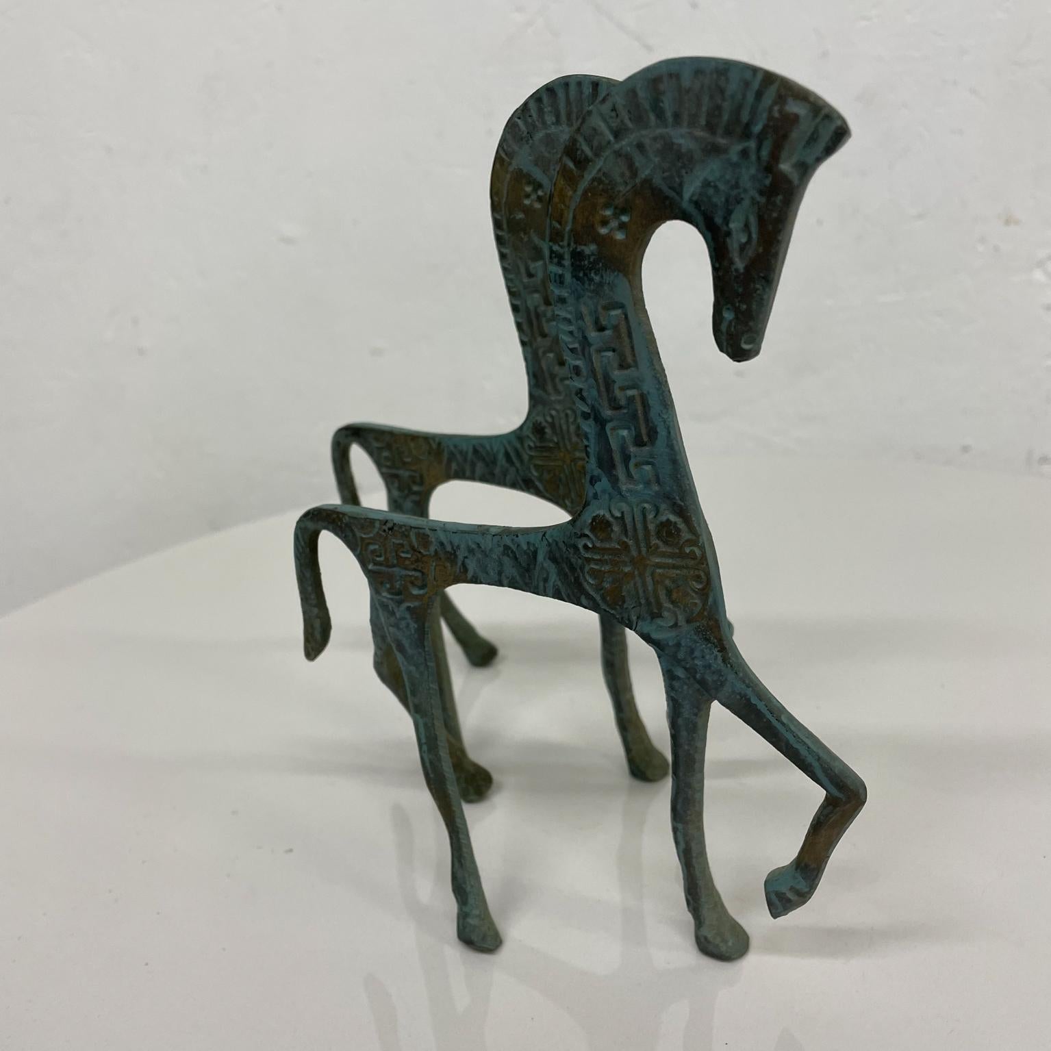 Etruscan Horse Sculptures Sleek Style of Hagenauer 1960s Patinated Bronze Pair 3