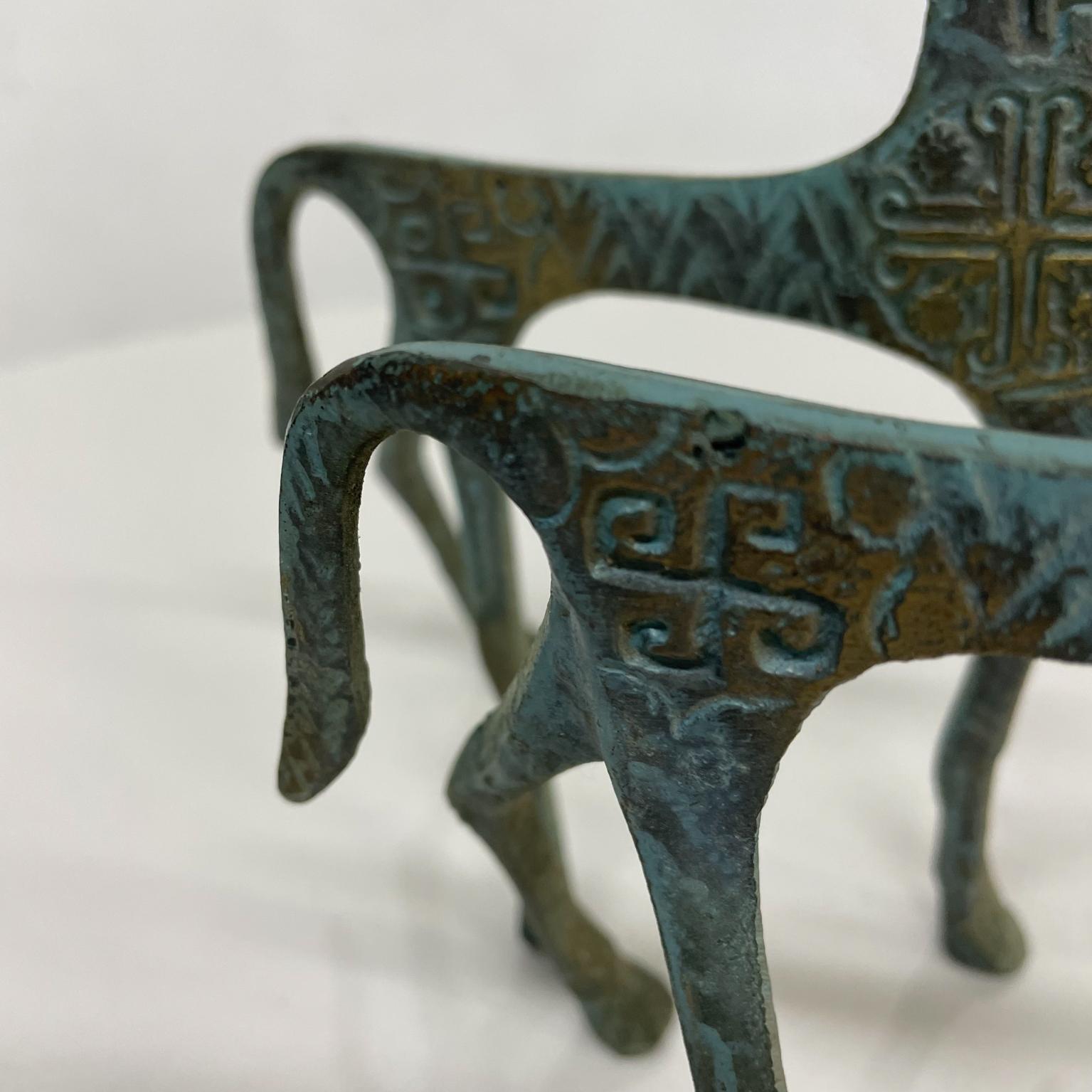 Etruscan Horse Sculptures Sleek Style of Hagenauer 1960s Patinated Bronze Pair 4