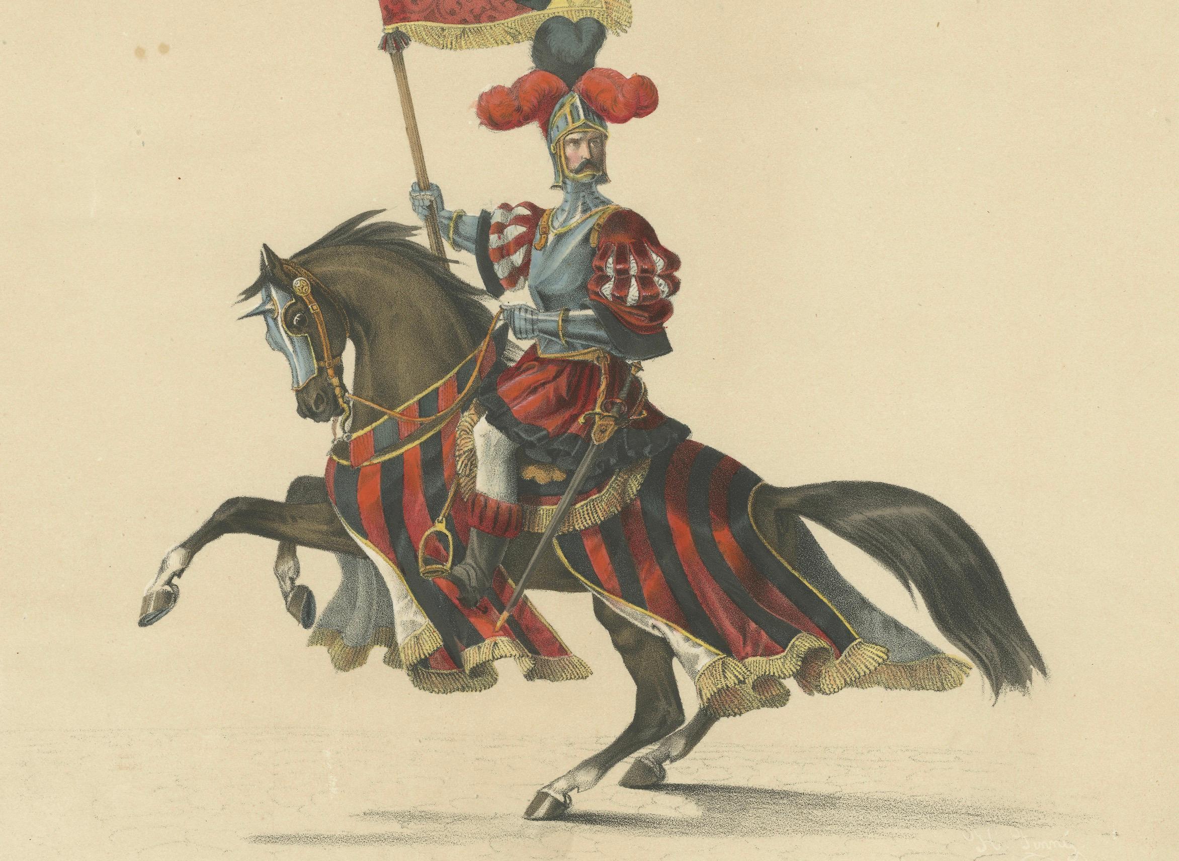 Der stolze Standartenträger von Bern - eine majestätische Kavallerie-Figur vom Fest 1853 im Zustand „Gut“ im Angebot in Langweer, NL