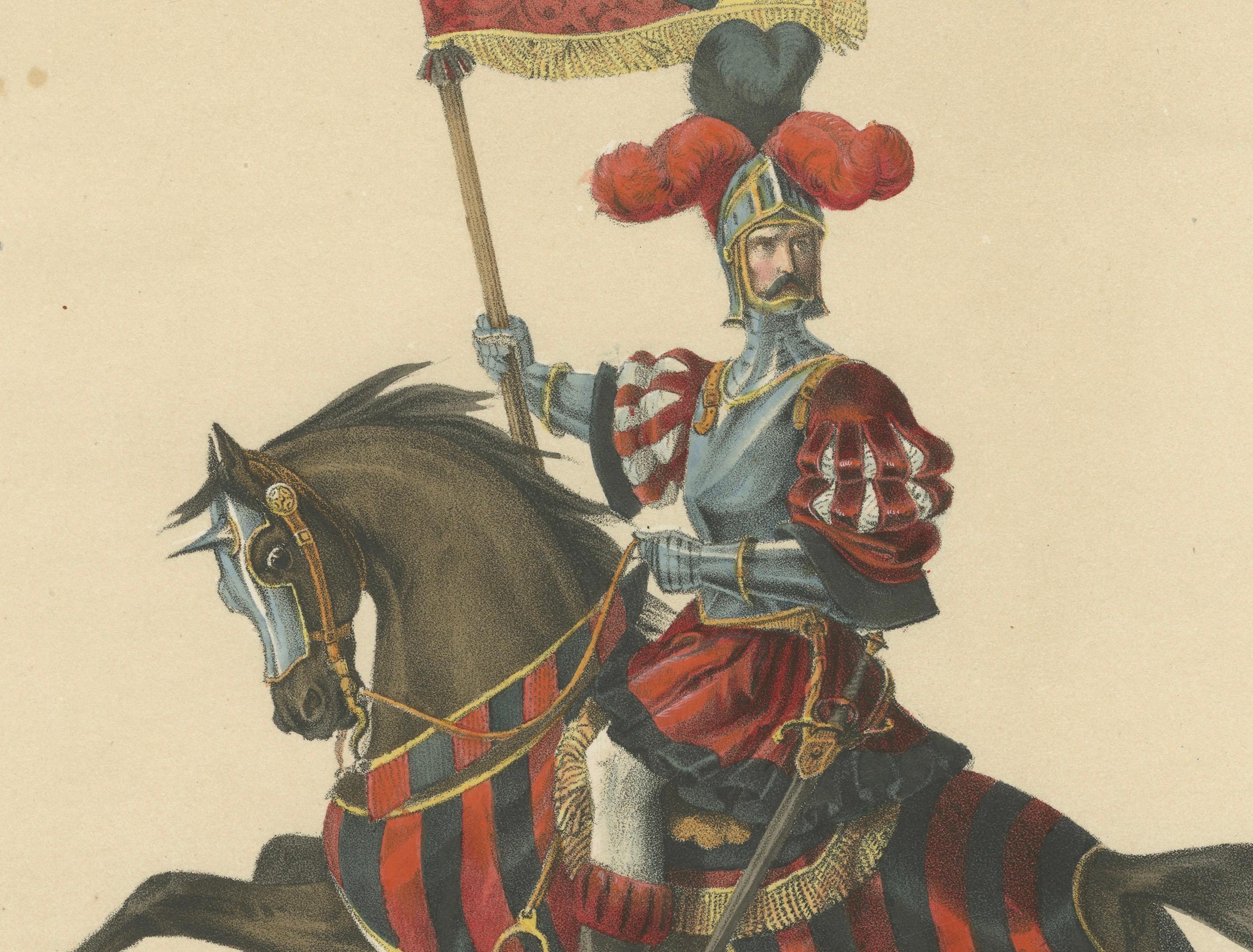 Der stolze Standartenträger von Bern - eine majestätische Kavallerie-Figur vom Fest 1853 (Mittleres 19. Jahrhundert) im Angebot