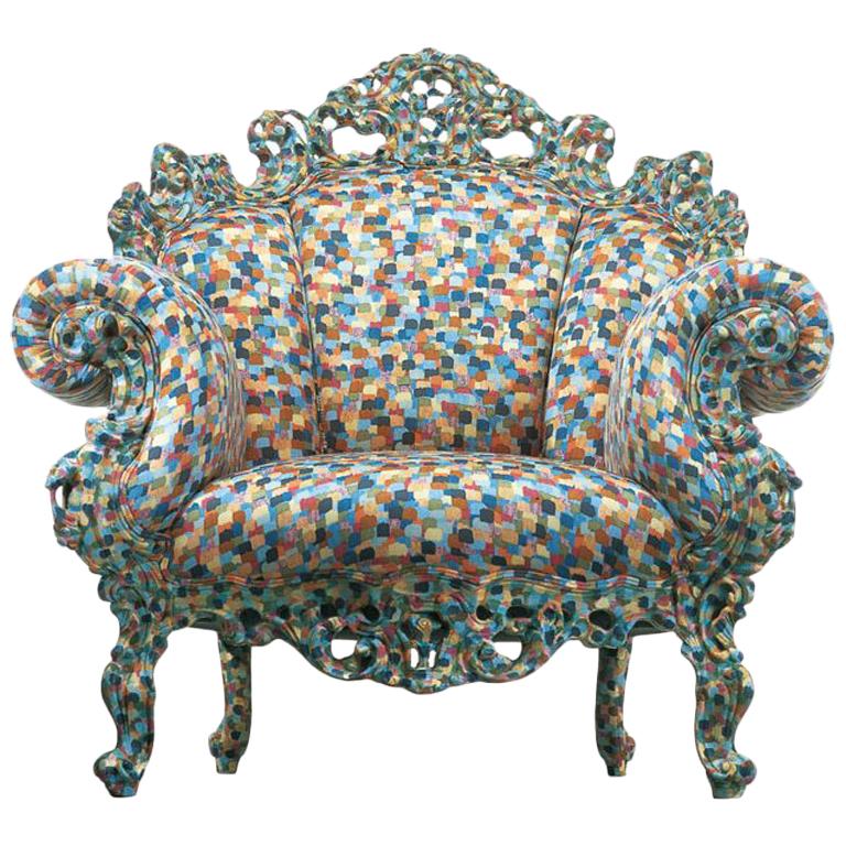Proust Armchair with Hand-Carved Wooden Frame, Alessandro Mendini for Cappellini For Sale