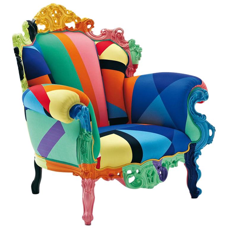 Proust Geometrica Armchair with Wooden Frame, Alessandro Mendini for Cappellini For Sale