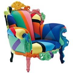 Proust Geometrica Armchair with Wooden Frame, Alessandro Mendini for Cappellini