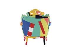 Proust Geometrica hand-carved and handpainted Armchair by Alessandro Mendini