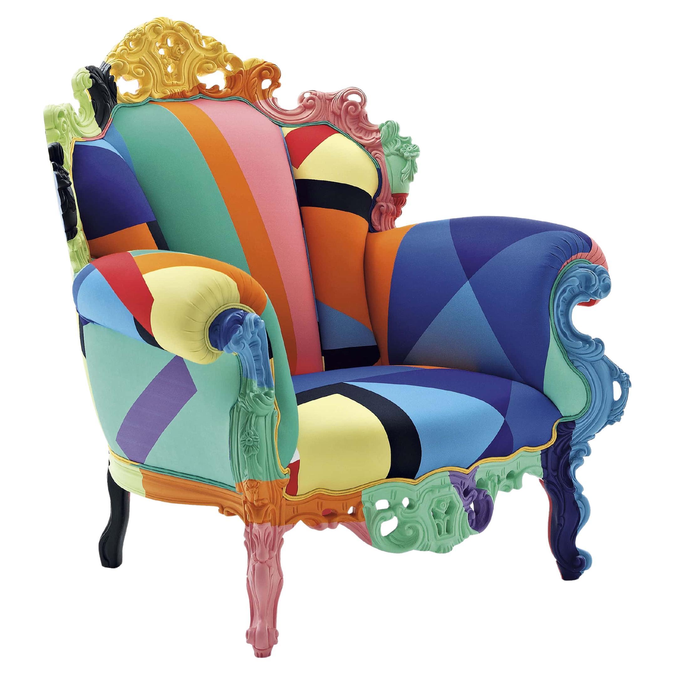 Sillón Proust Geométrica tallado y pintado a mano por Alessandro Mendini