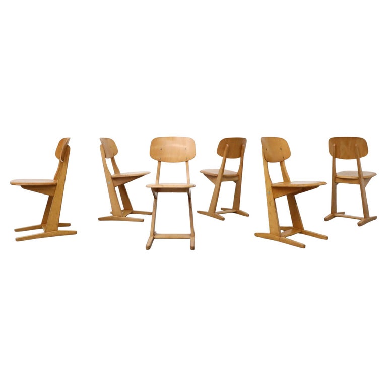 Prouve Inspired "Skid" Chairs Designed by Karl Nothhelfer, 1950