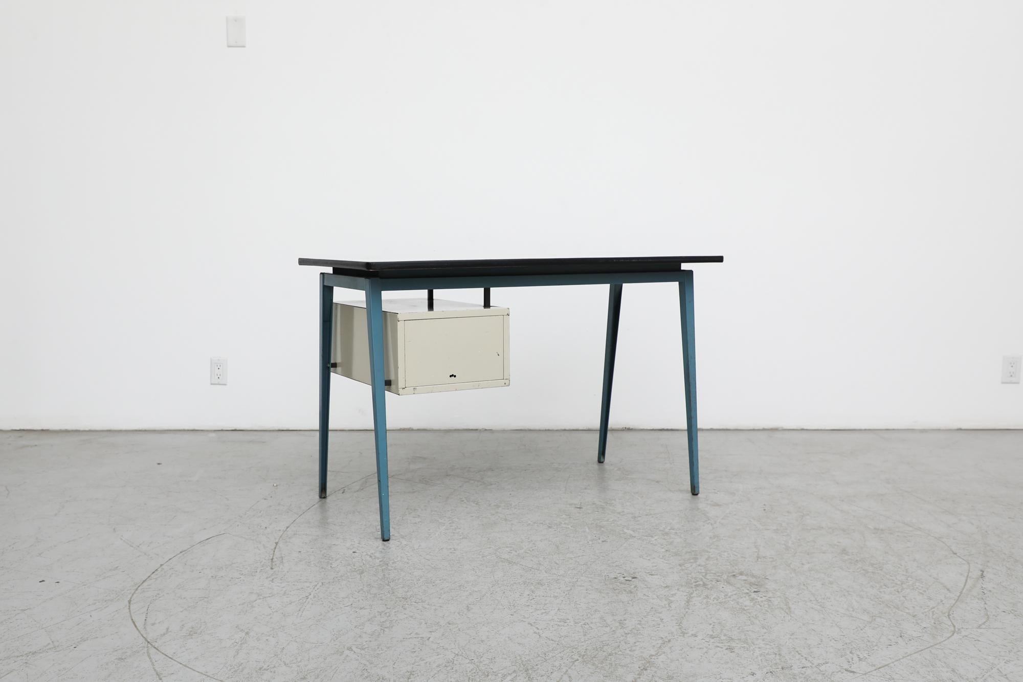 Mid-20th Century Prouve Inspired Writing Desk with Compass Legs by Marko