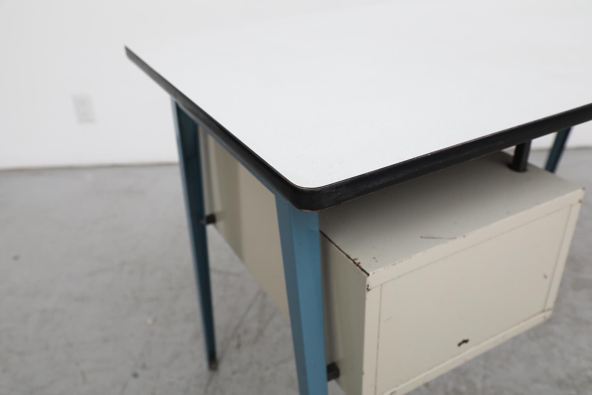 Metal Prouve Inspired Writing Desk with Compass Legs by Marko