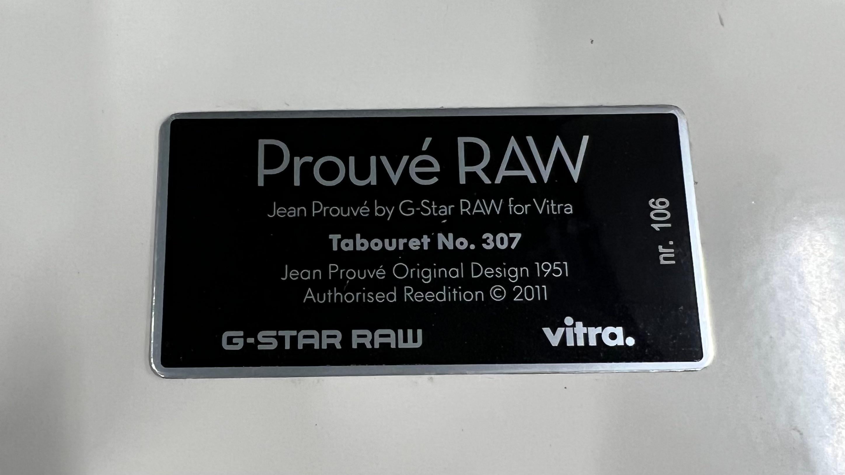 Metal Prouvé Raw Tabouret 307 Stool by Jean Prouvé and G Star Raw for Vitra