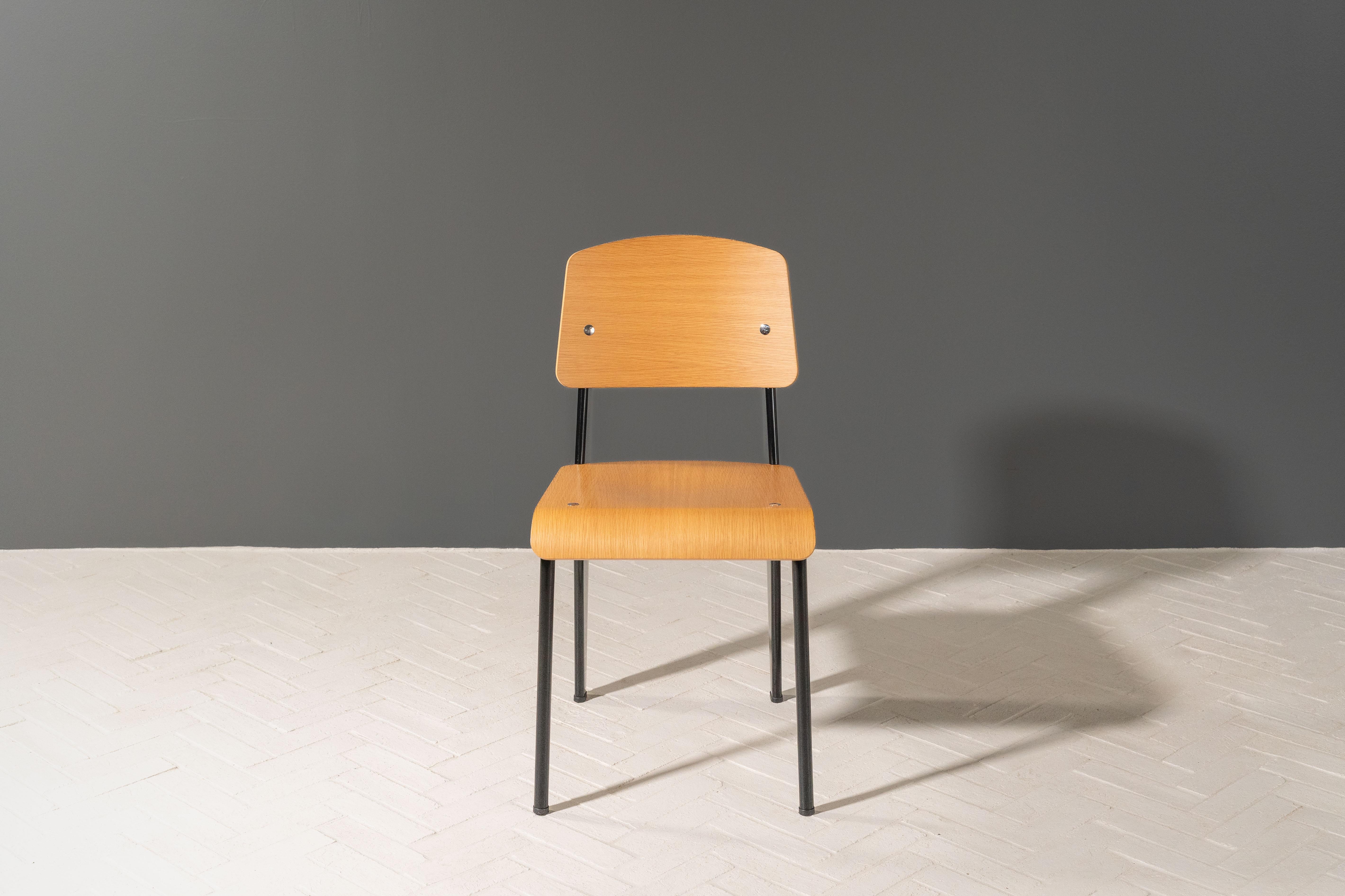 Prouvé Round Table & Set of 3 Standard Chairs 4