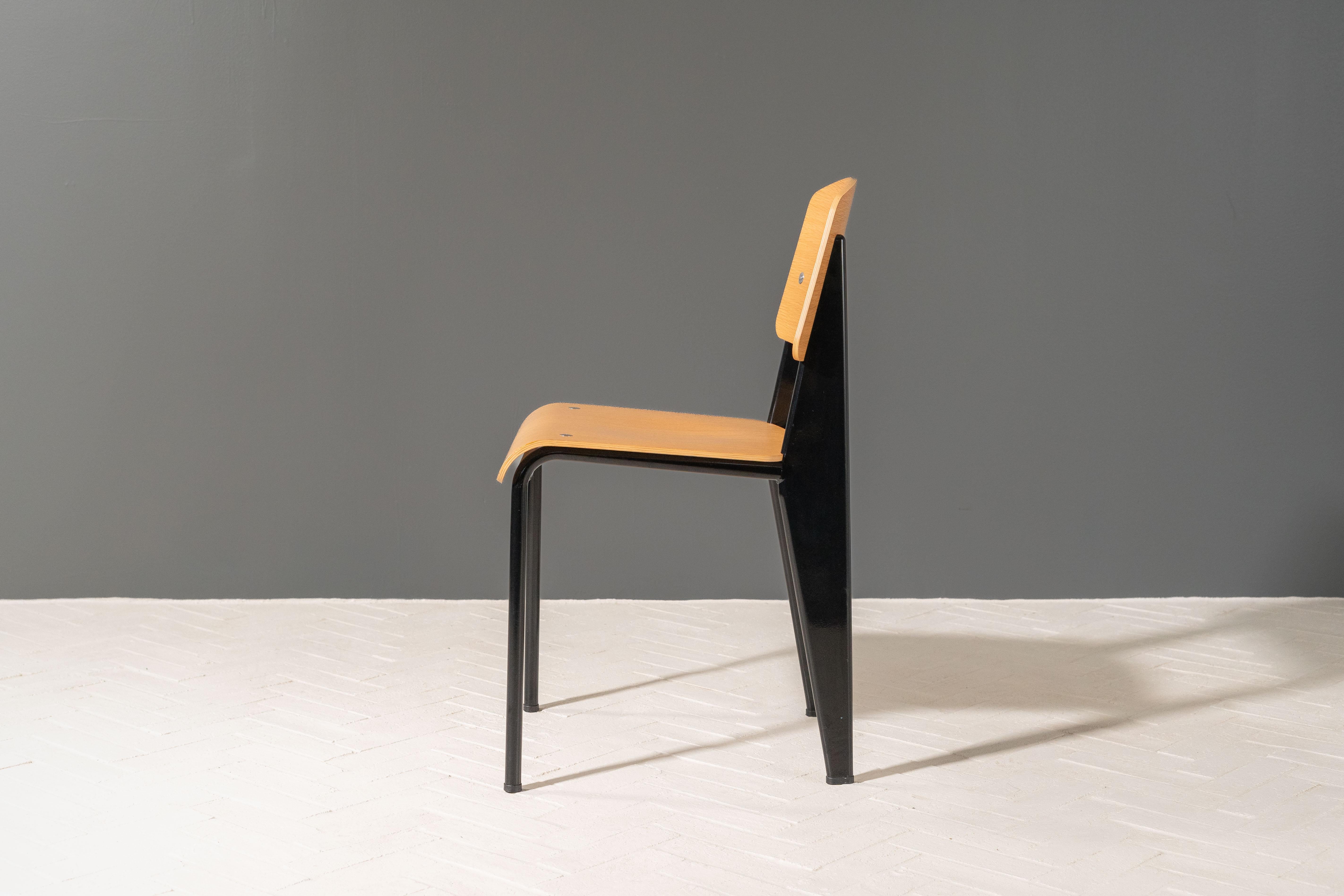 Prouvé Round Table & Set of 3 Standard Chairs 5