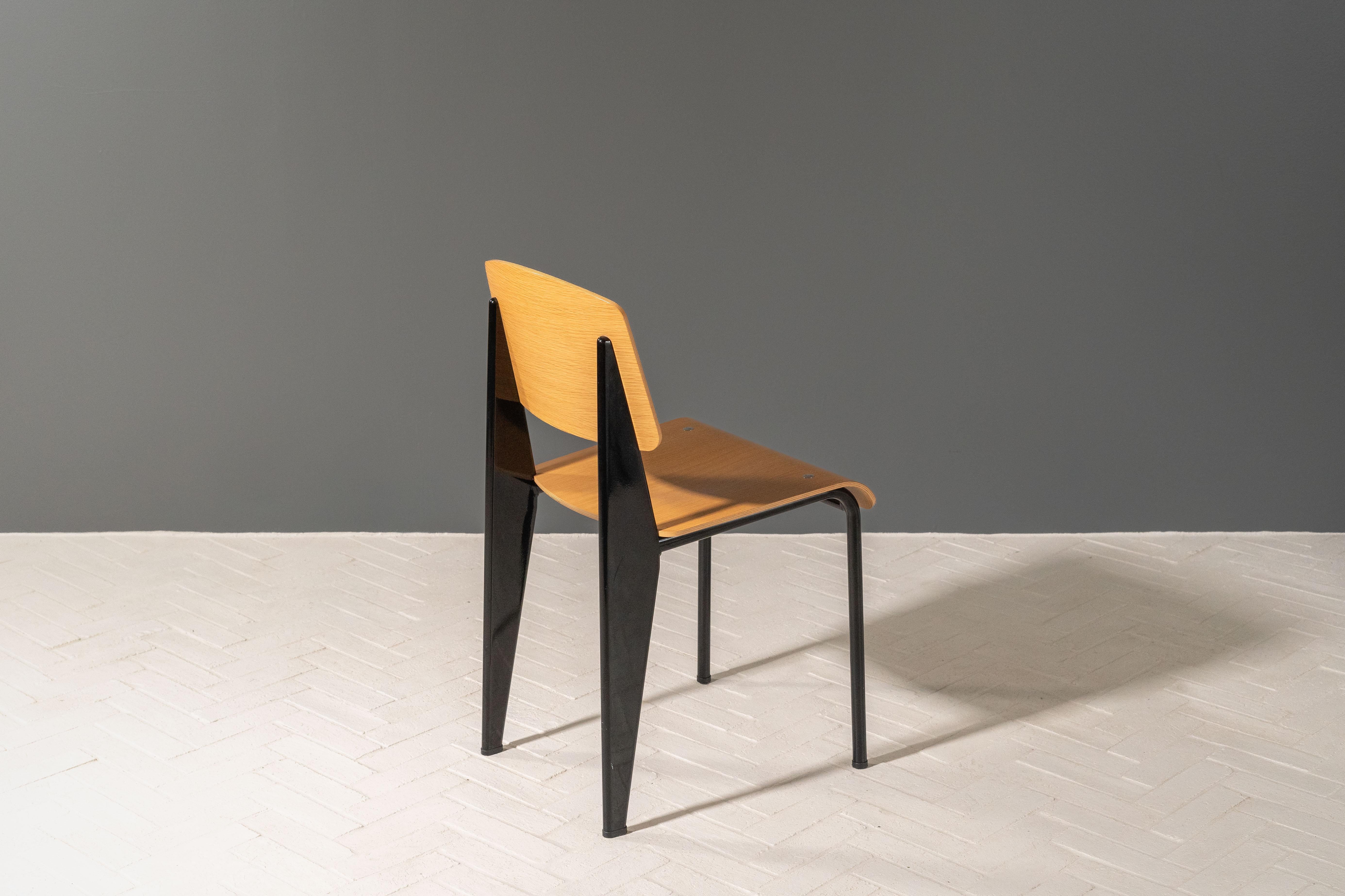 Prouvé Round Table & Set of 3 Standard Chairs 6