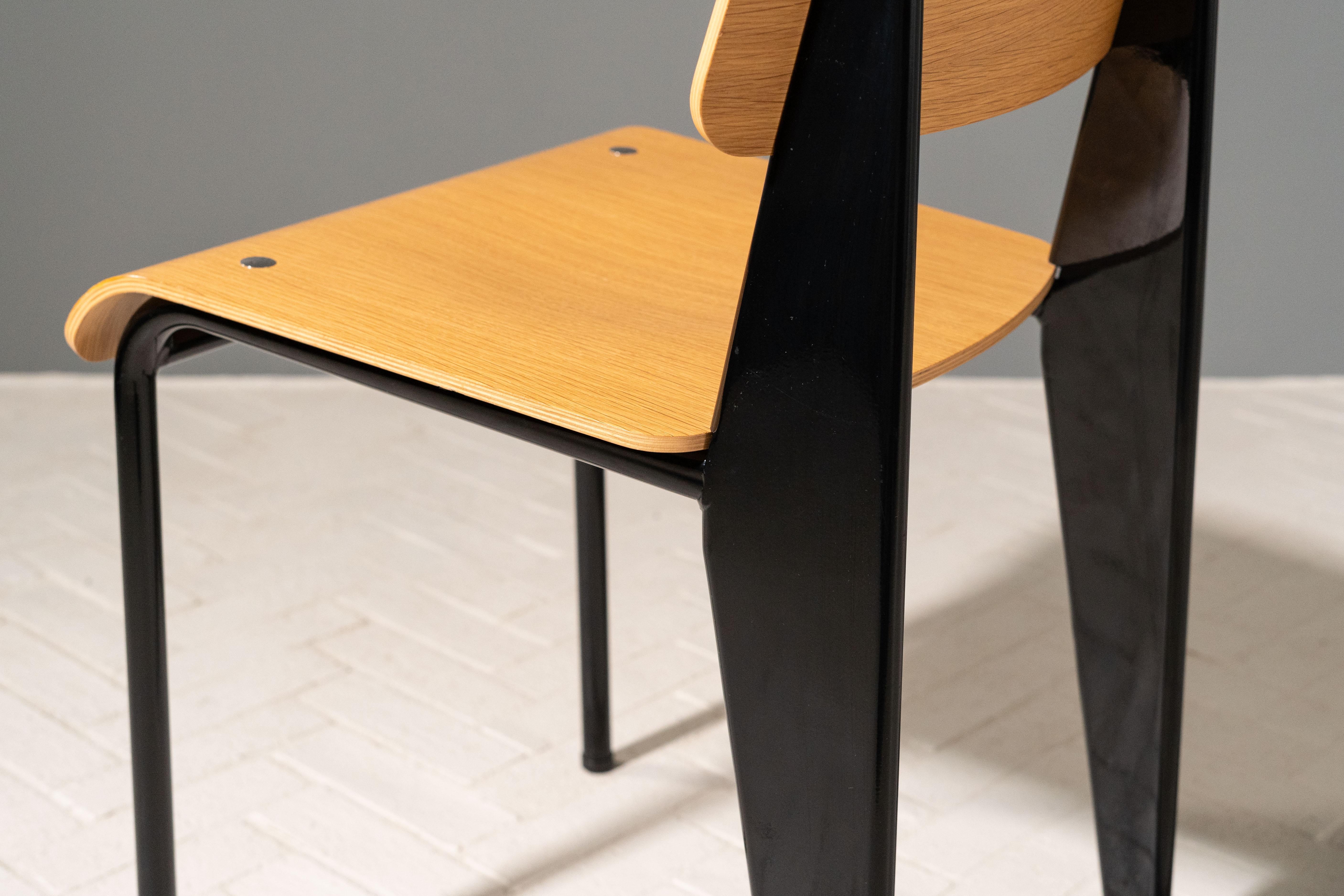 Prouvé Round Table & Set of 3 Standard Chairs 8