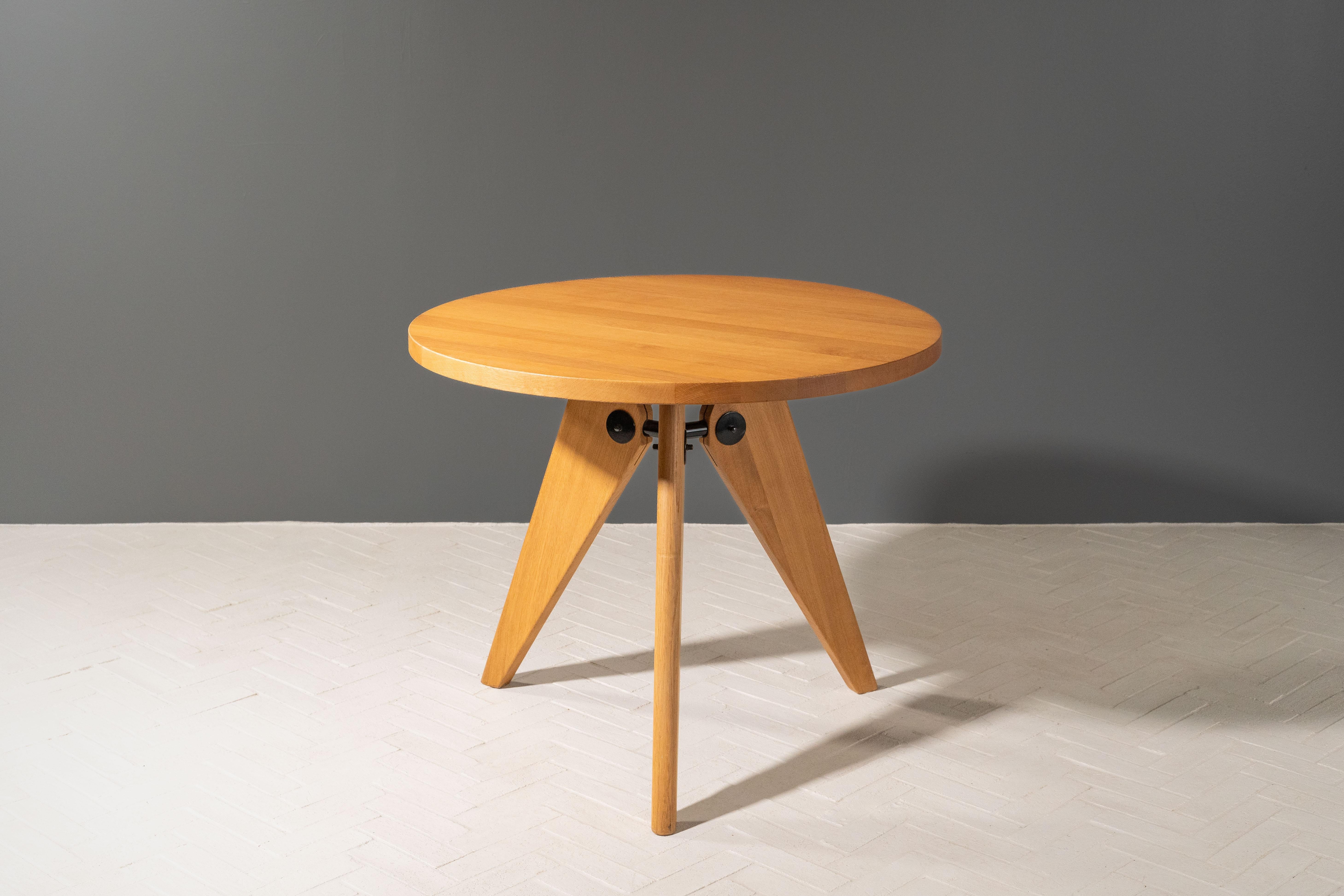 Mid-Century Modern Prouvé Round Table & Set of 3 Standard Chairs