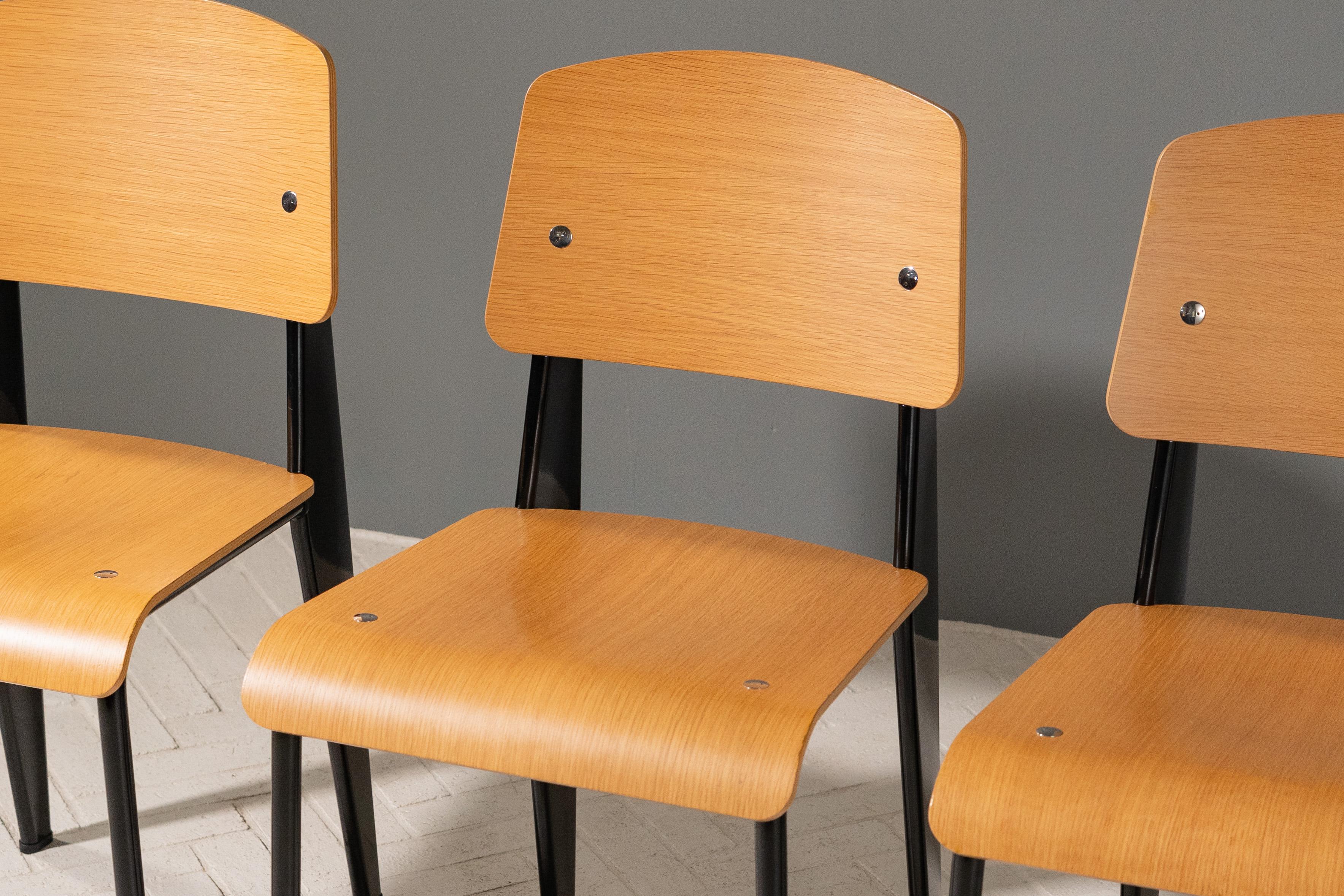 Prouvé Round Table & Set of 3 Standard Chairs 1