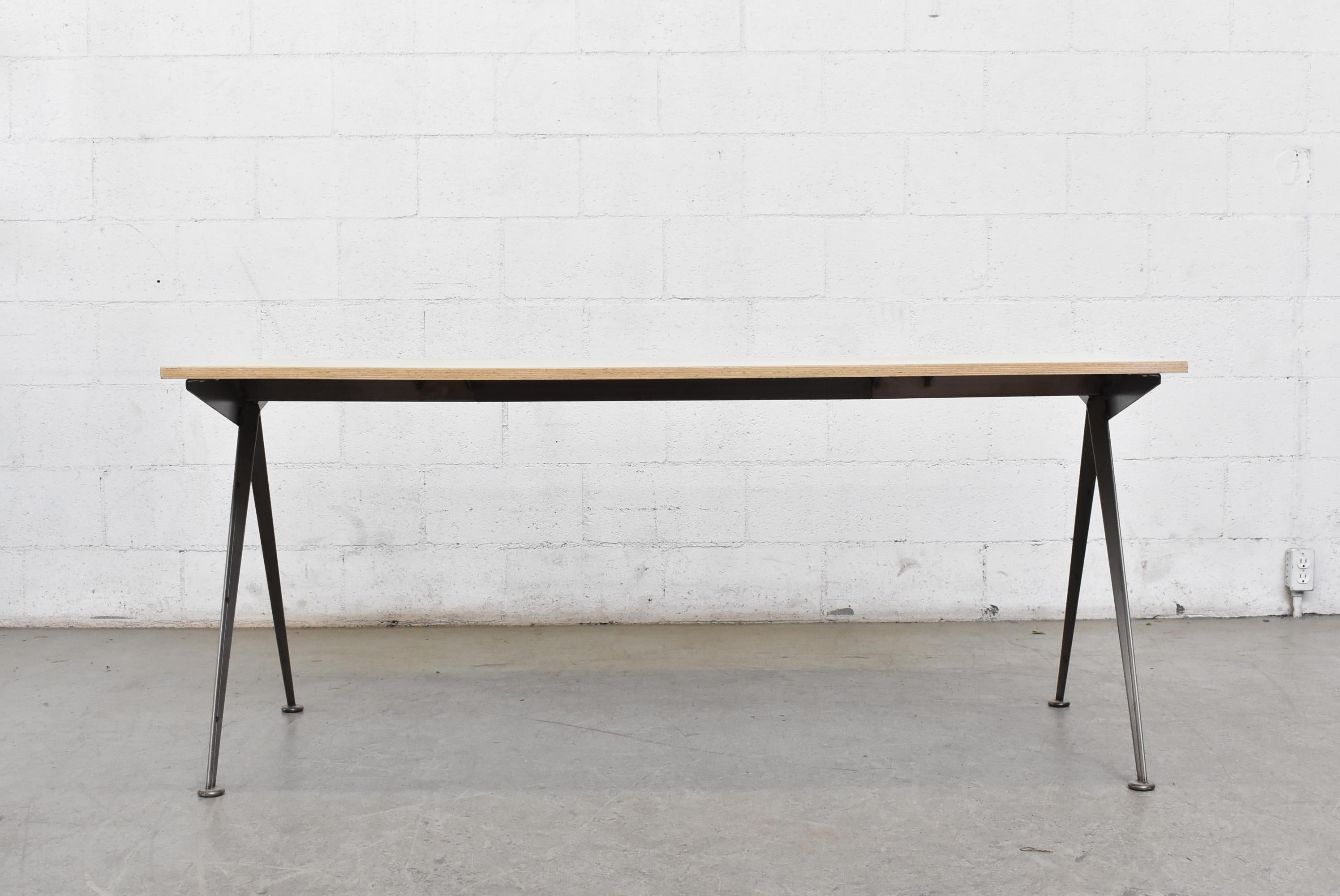 Mid-Century Modern Prouve Style Industrial Dining or Work Table