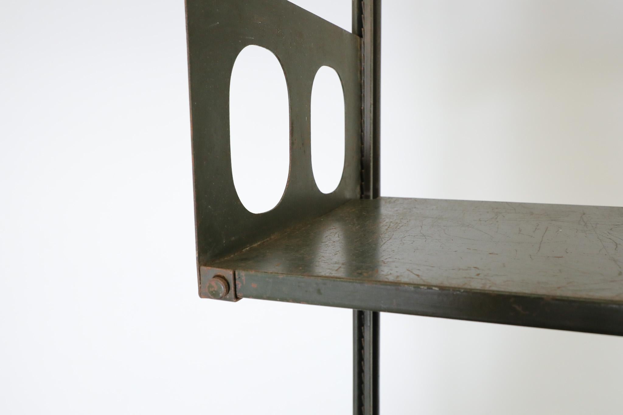 Prouve Style Industrial 'Triennale' Green Steel Shelving by Lips Vago 4