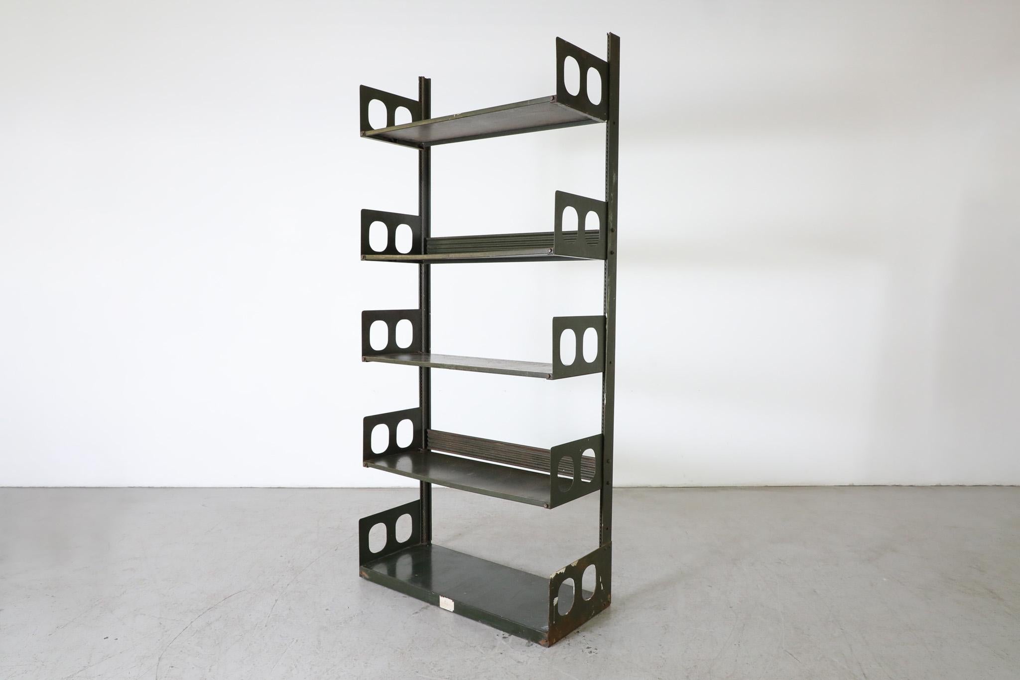 Prouve Style Industrial 'Triennale' Green Steel Shelving by Lips Vago 7