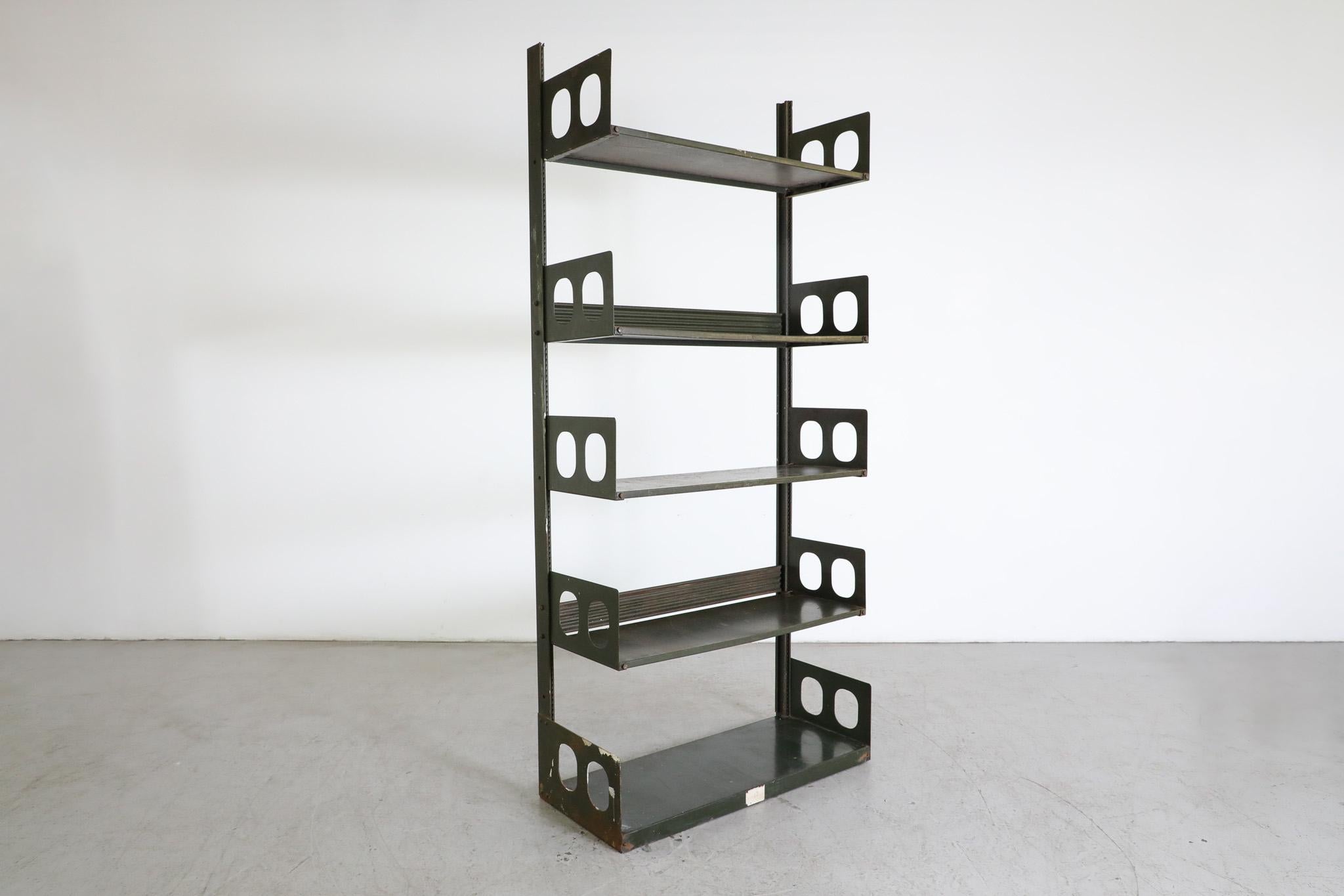 Stunning, Mid-Century, Lips Vago 'Triennale' steel shelving units or bookcases. Made in Italy and designed in 1954 for the Triennale Milano. Lips Vago was a collaboration between the Italian blacksmith company Vago and the Dutch locker company Lips.