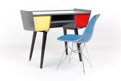 Prouve Style Metal Desk with Drawers in Happy Colors, Vd Meeren Style