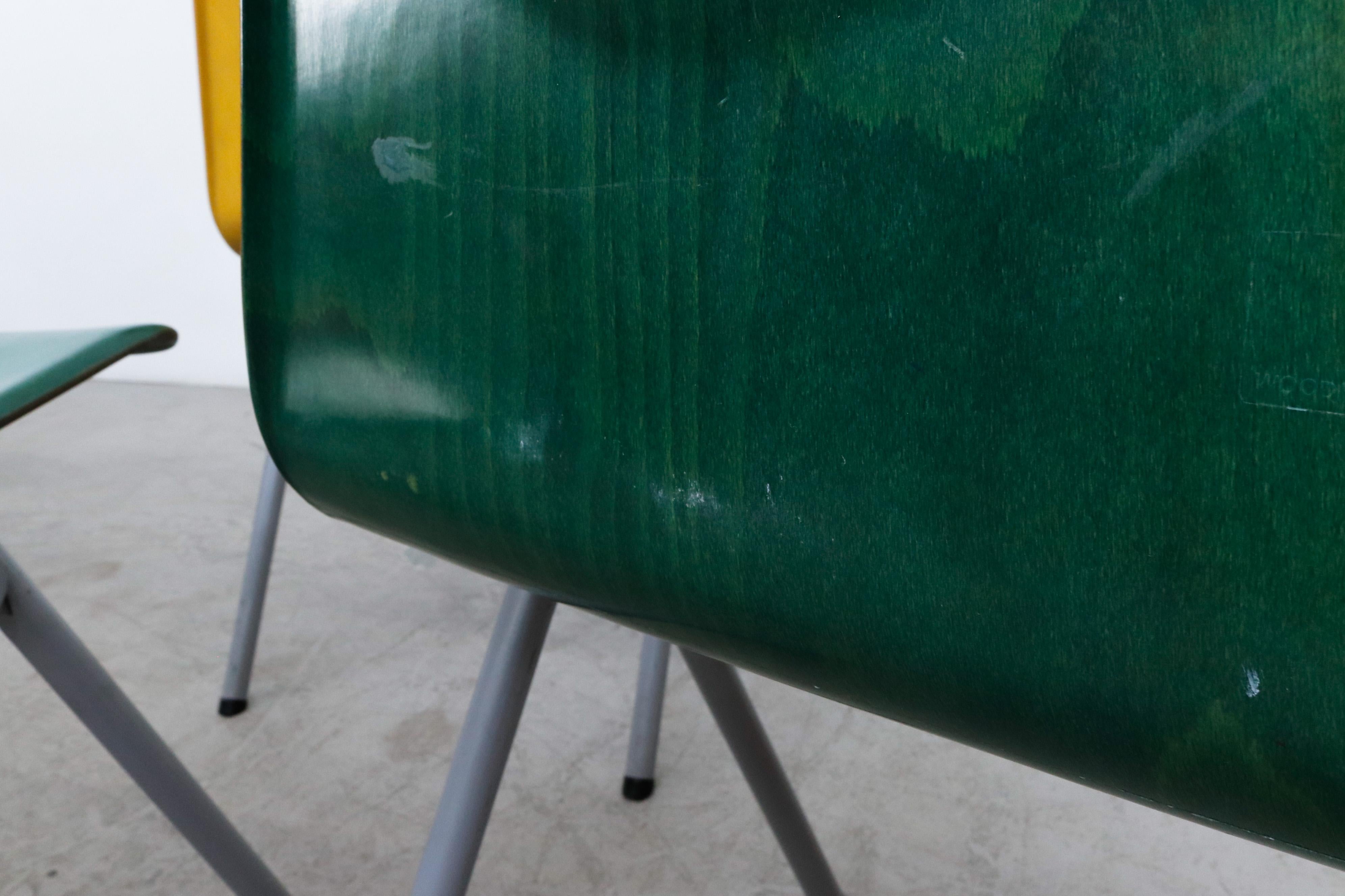 Multi-Colored Stacking Chairs with Circle Cut out 6