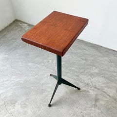 Prouve Style Wood and Metal Side Table, 1960s France