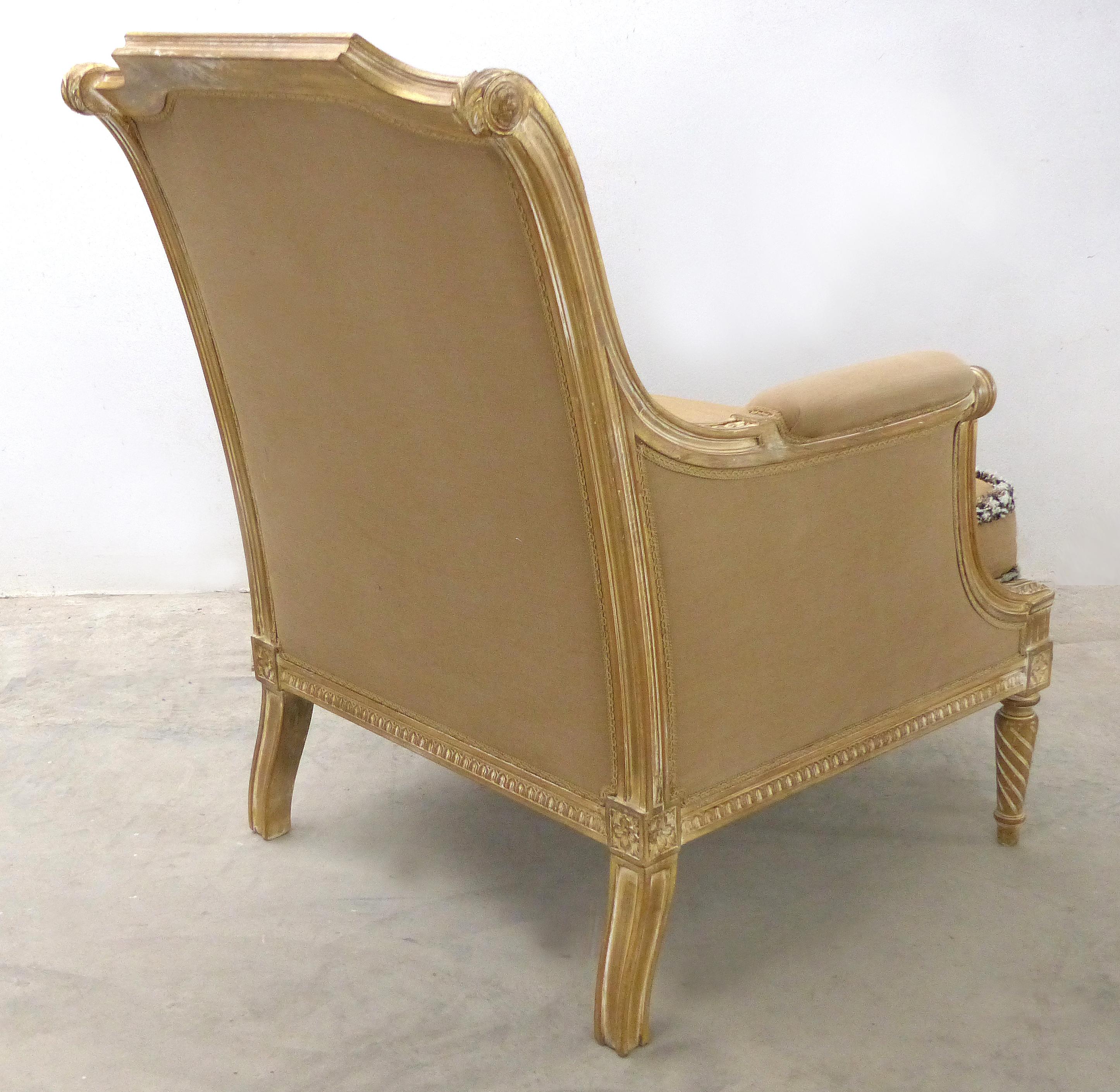 Louis XIV Provasi Parcel-Gilt Louis Vxi Style Upholstered Bergere