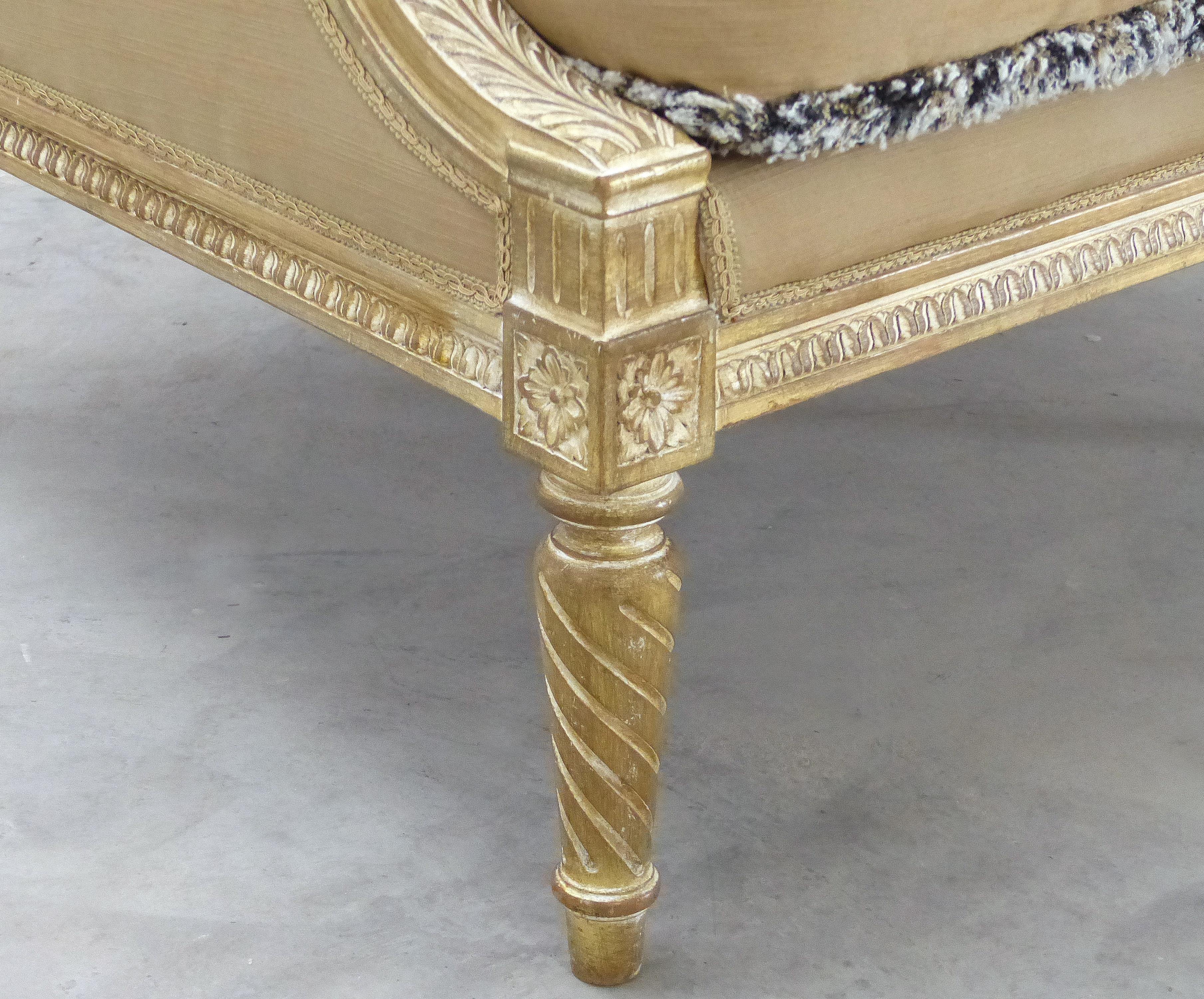 Contemporary Provasi Parcel-Gilt Louis Vxi Style Upholstered Bergere