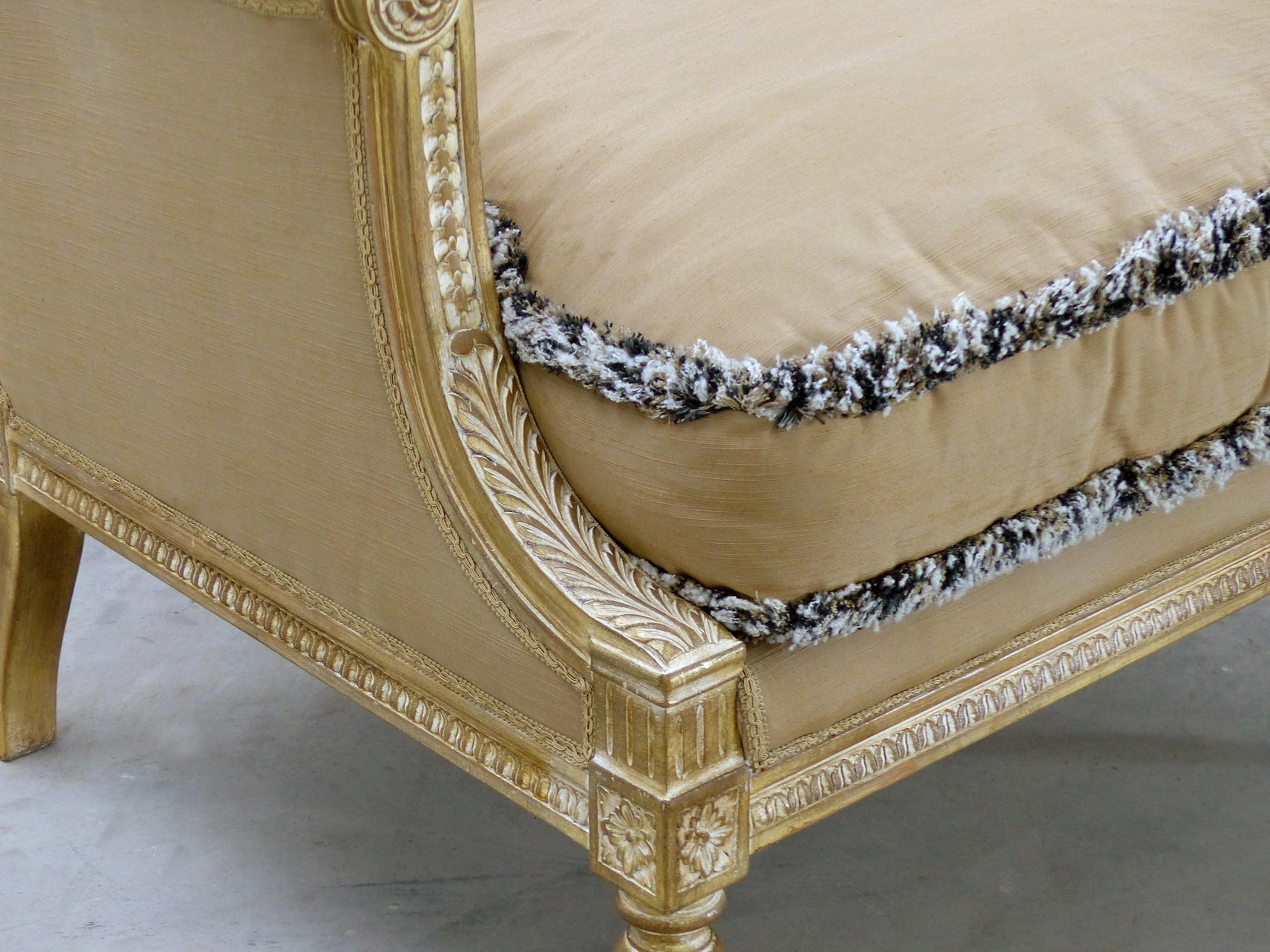 Giltwood Provasi Parcel-Gilt Louis Vxi Style Upholstered Bergere