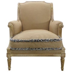 Provasi Parcel-Gilt Louis XVI Style Upholstered Bergère Armchair
