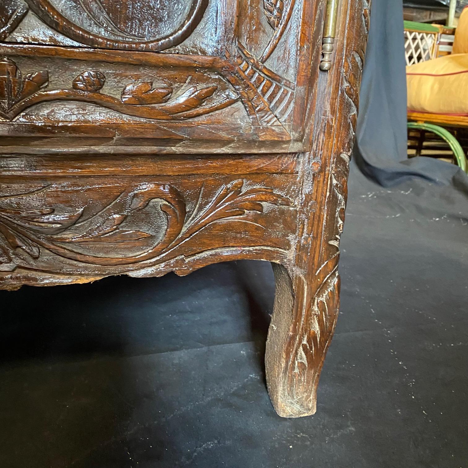 Brass Provencal 18th Century Carved Walnut Buffet Sideboard For Sale