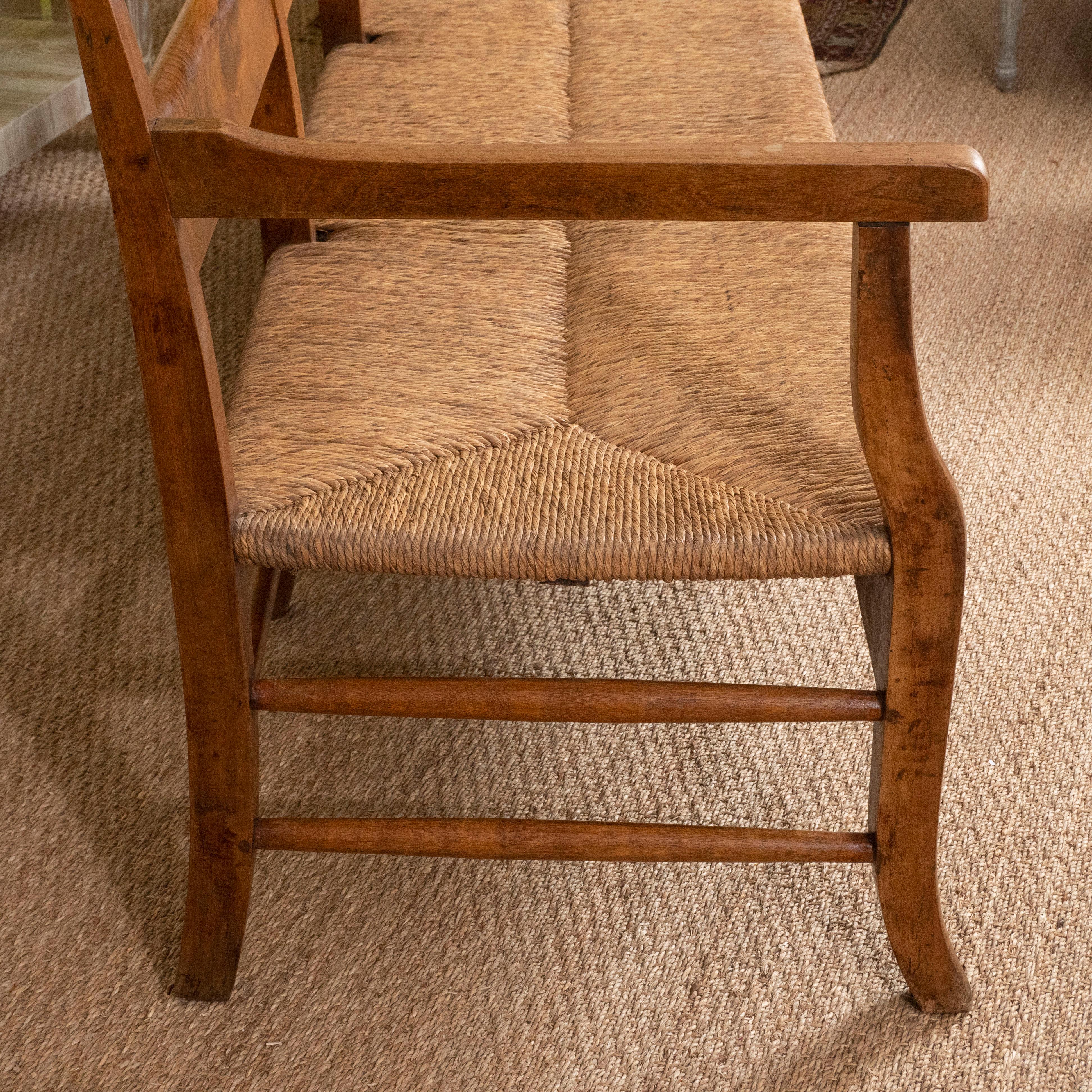 Mid-19th Century Provencal Bench with Woven Seat