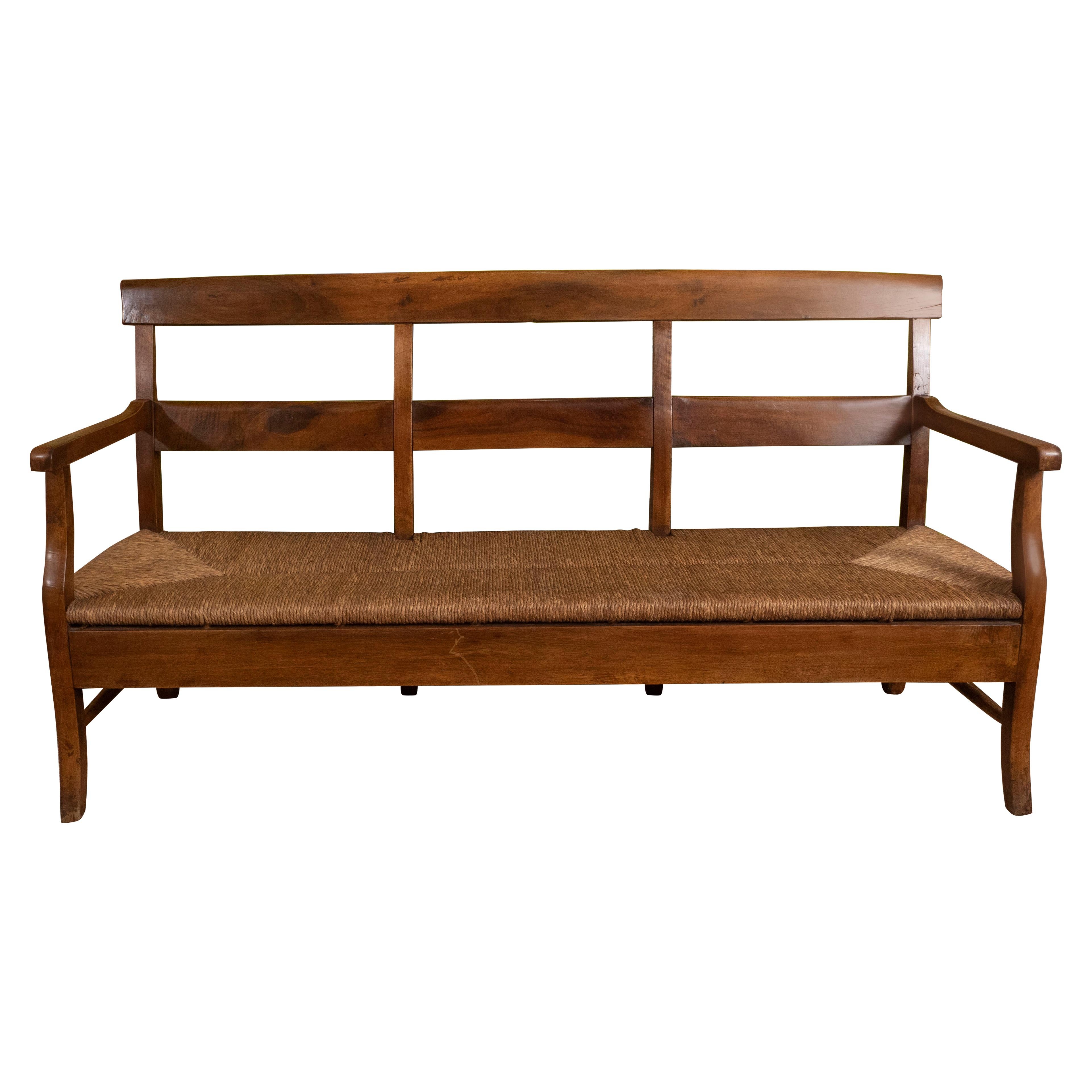 Provencal Bench with Woven Seat