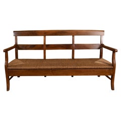 Antique Provencal Bench with Woven Seat