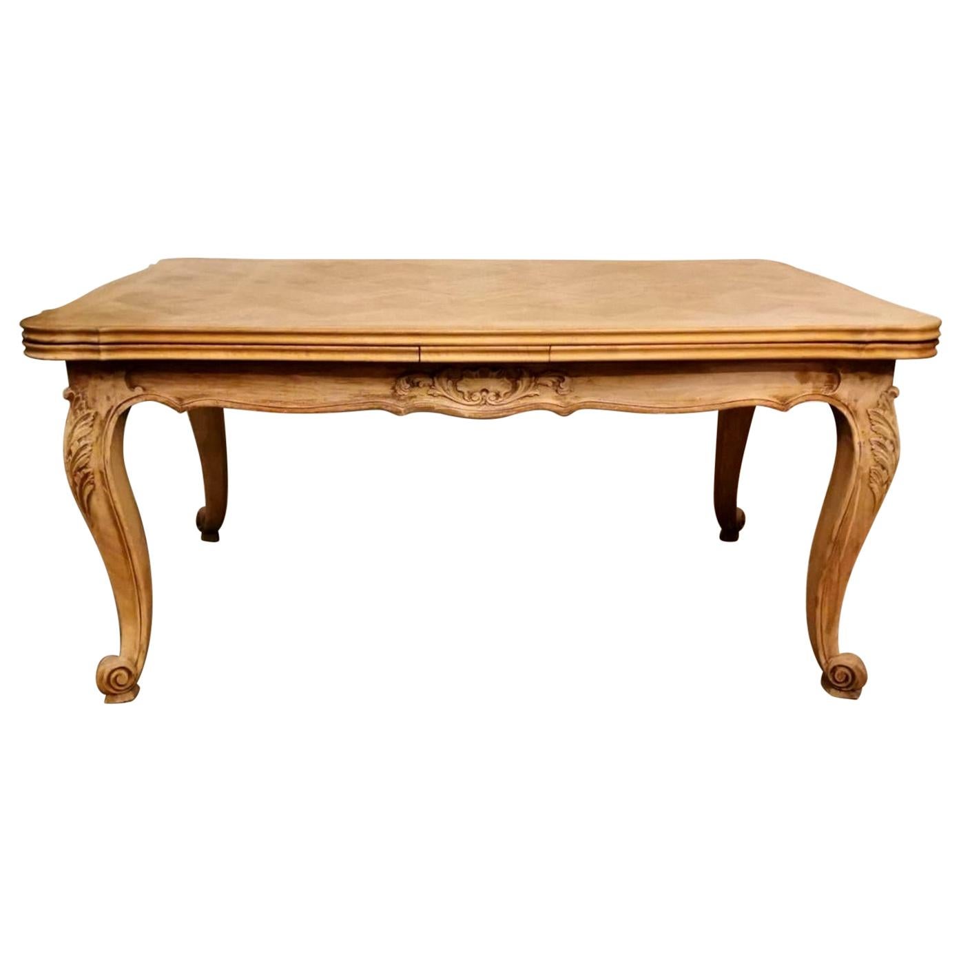Provençal Extending Dining Table in Wood Raw Finish, France
