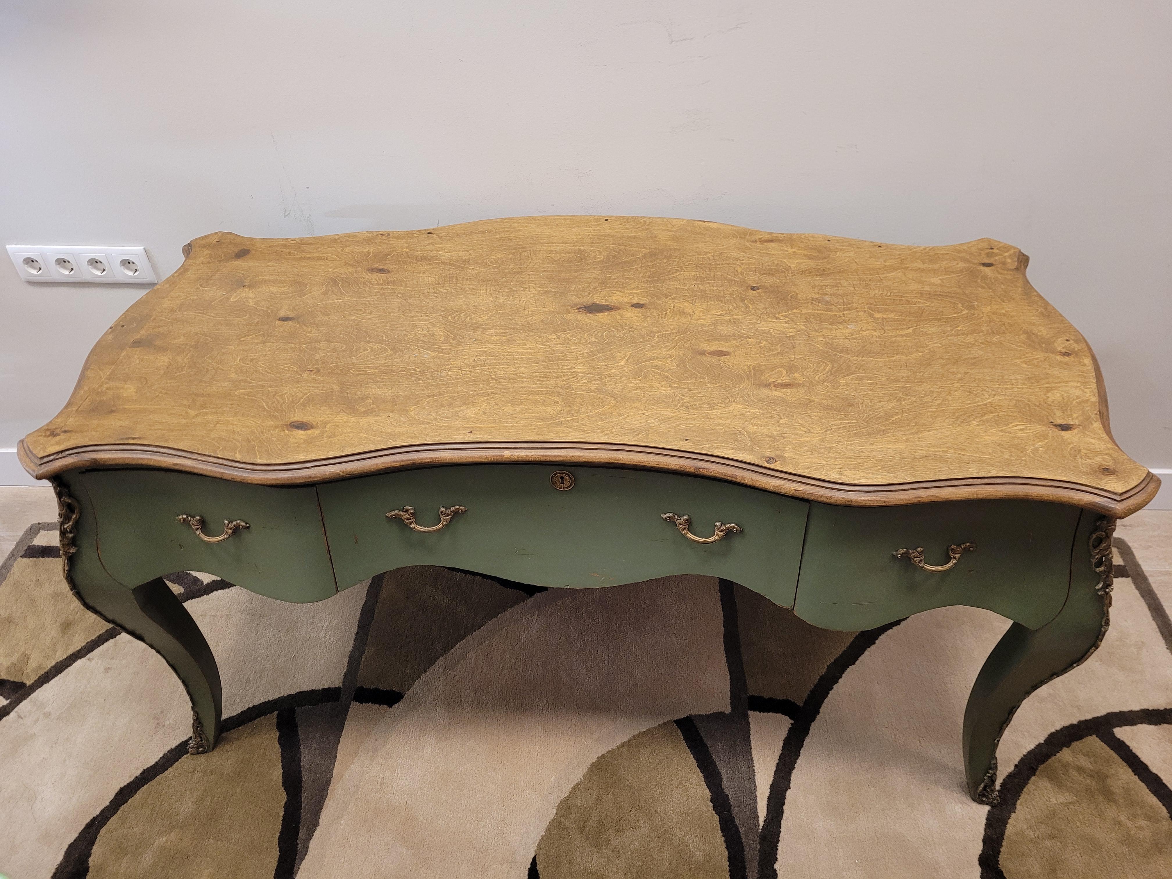 Provençal Green Center Console  table, polychrome, 50's - 60's - France For Sale 5