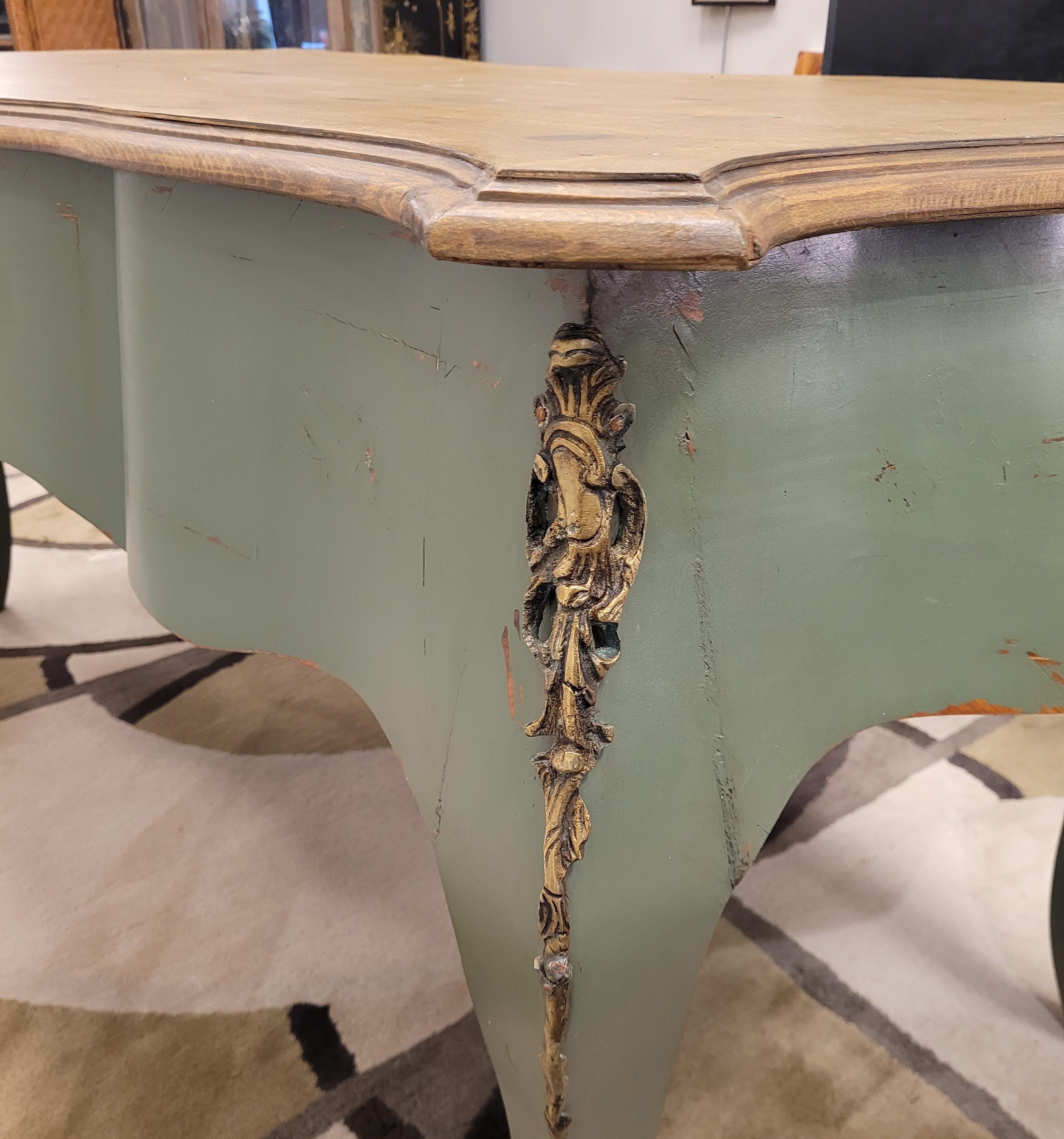 Provençal Green Center Console  table, polychrome, 50's - 60's - France For Sale 8