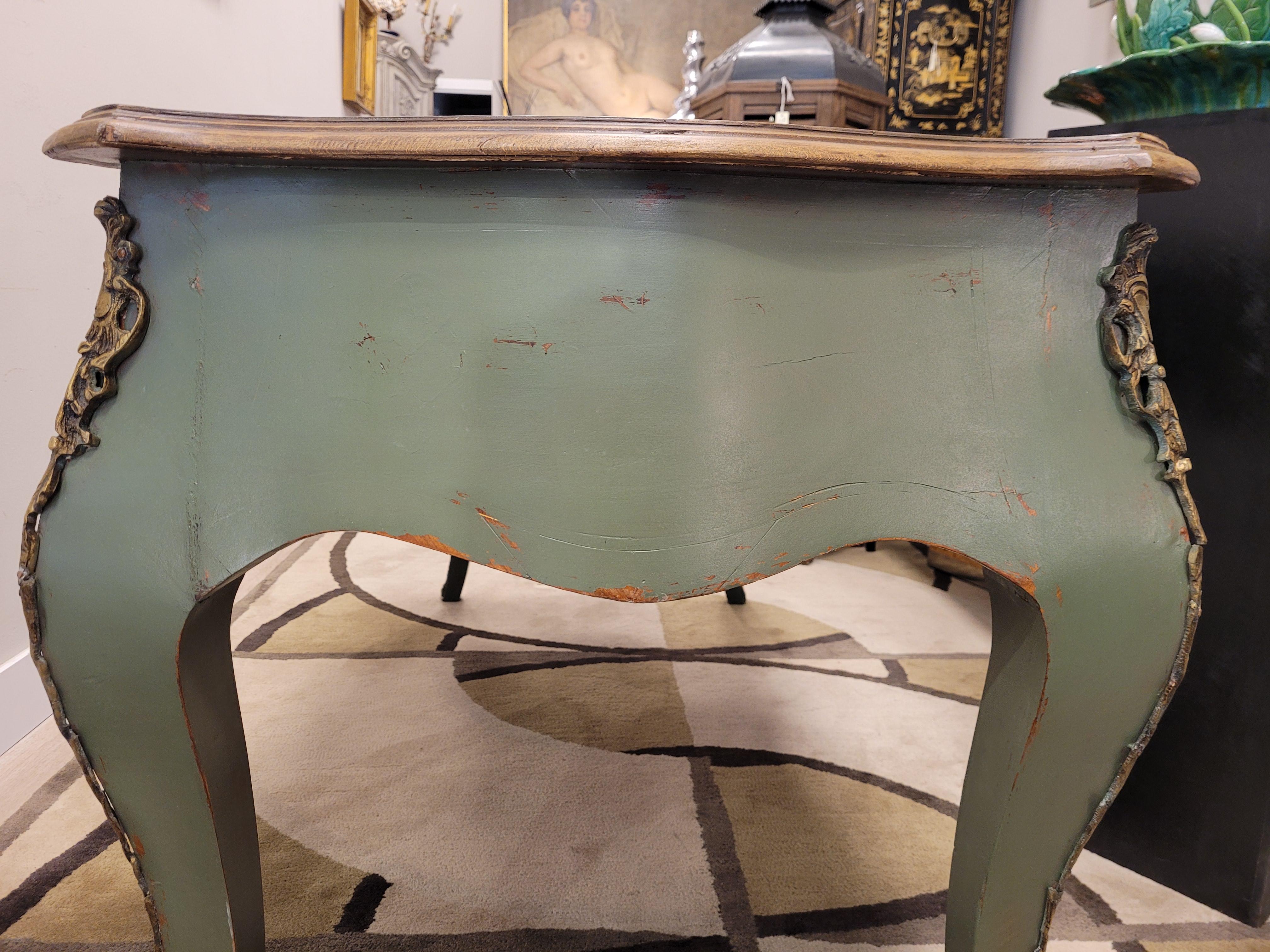 Provençal Green Center Console  table, polychrome, 50's - 60's - France For Sale 10