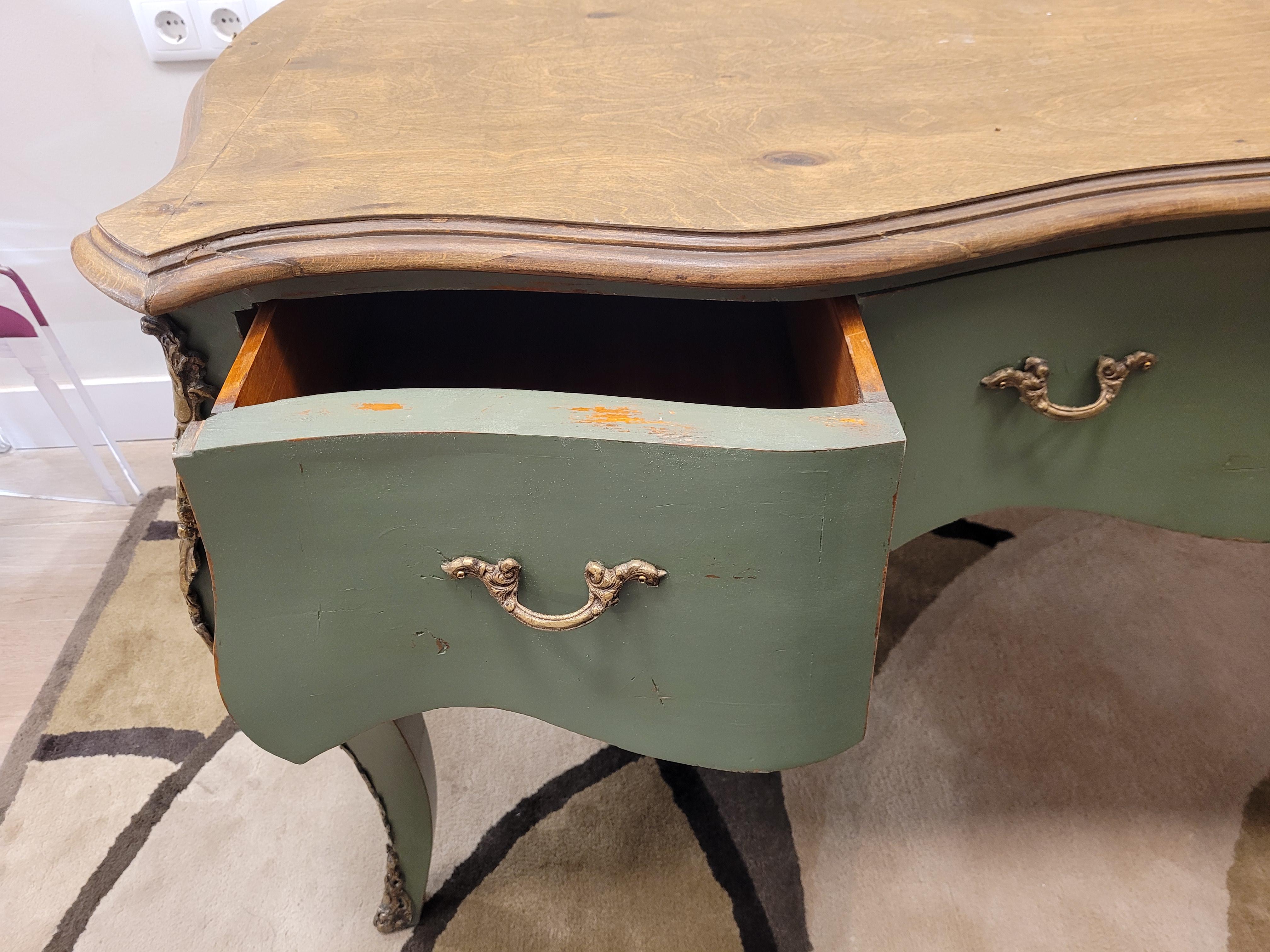 Provençal Green Center Console  table, polychrome, 50's - 60's - France For Sale 11
