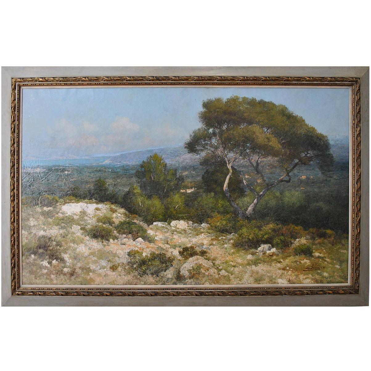 Provencal Landscape Large Format French School 19th Century Signed Baudin