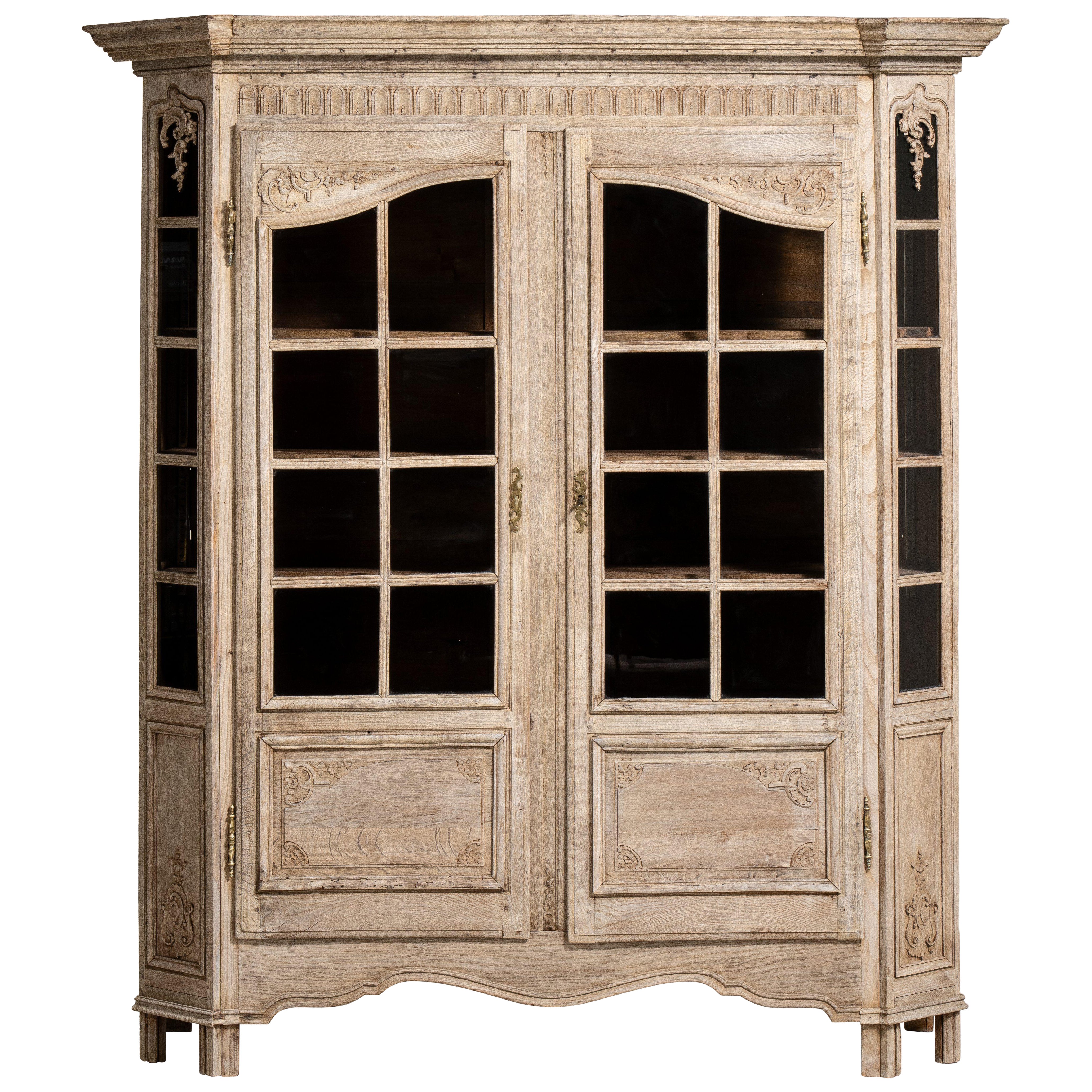 Provençal Oak Vitrine, Handcrafted Antique, Circa 1820, Rustic Charm