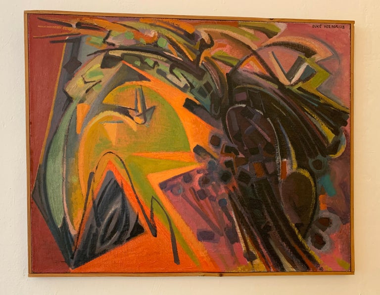 Acrylic Provencal Rhythm Painting by Swedish Artist Ecke Hernæus Student of André Lhote For Sale