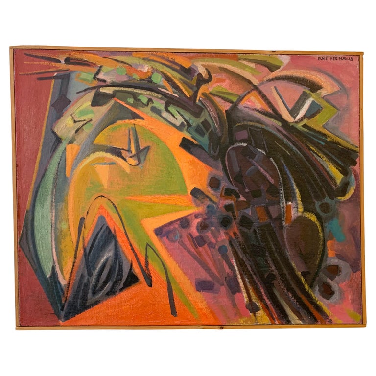 Provencal Rhythm Painting by Swedish Artist Ecke Hernæus Student of André Lhote For Sale